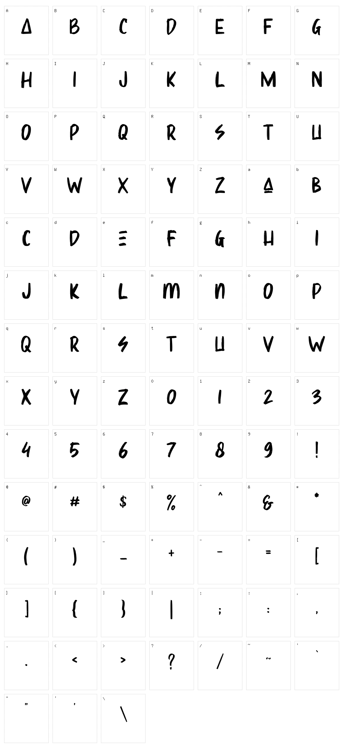 Sharoe Character Set
