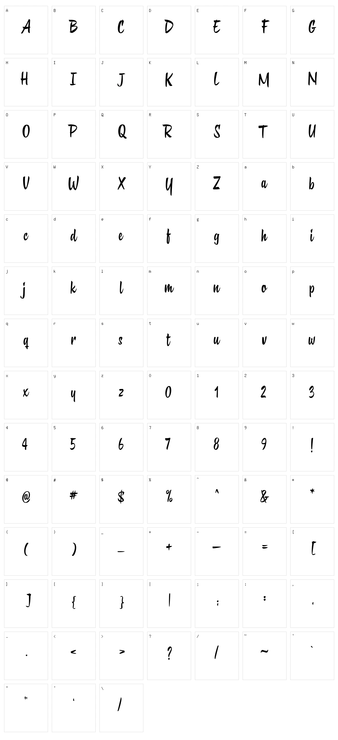 Bittybite Character Set