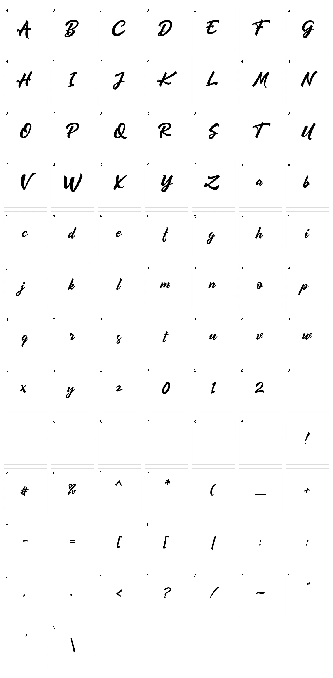 Qrayolla Character Set