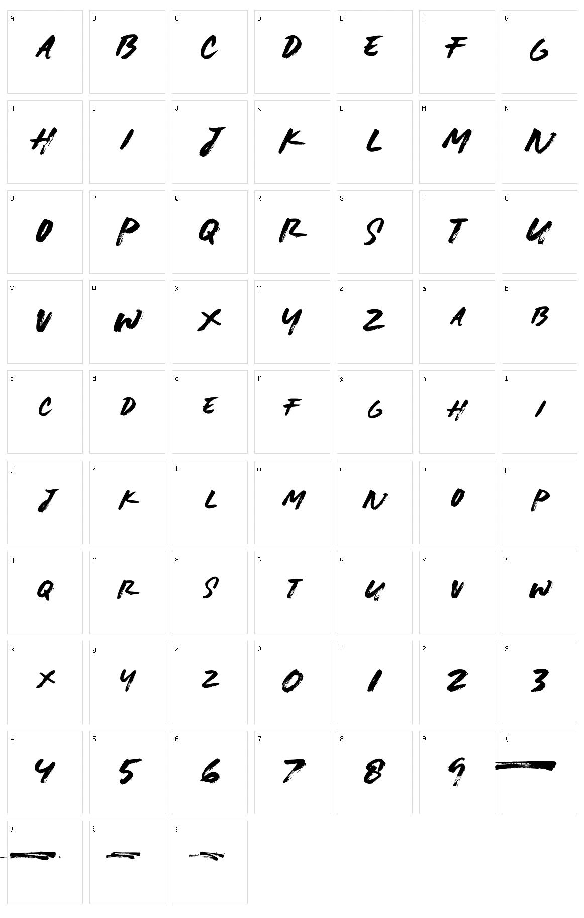 Lightbrush Character Set