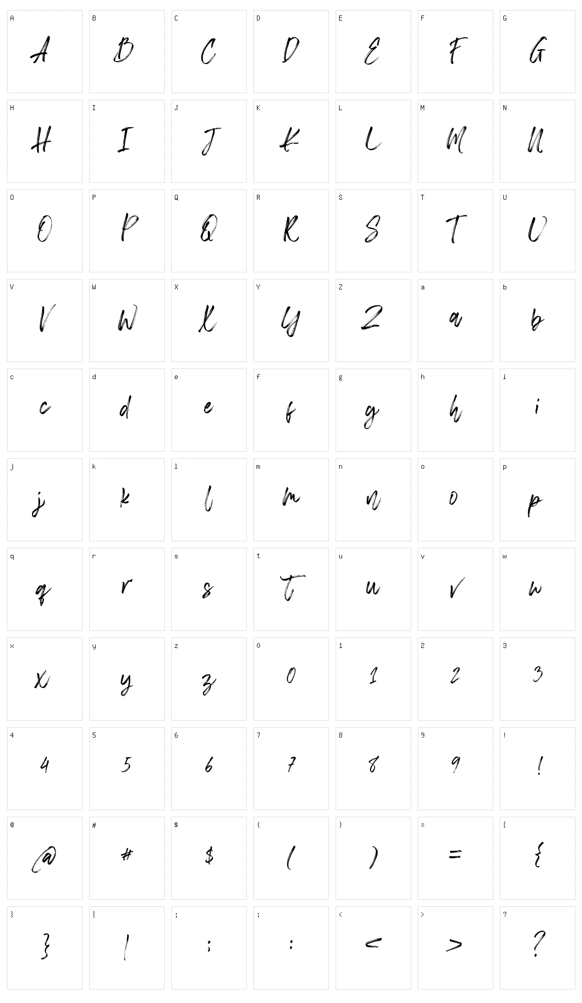 Chelistine Script Character Set