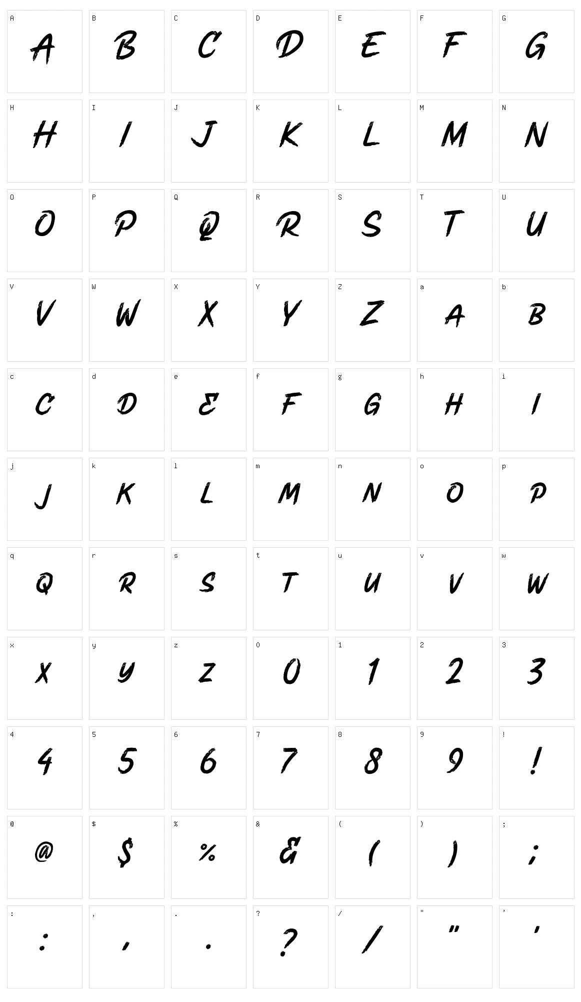 Rushwell Character Set