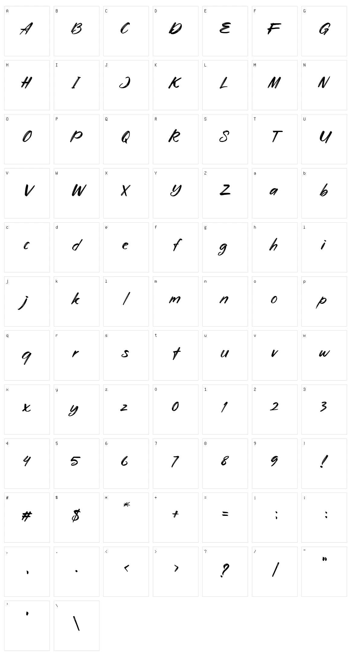 Aryzena Character Set