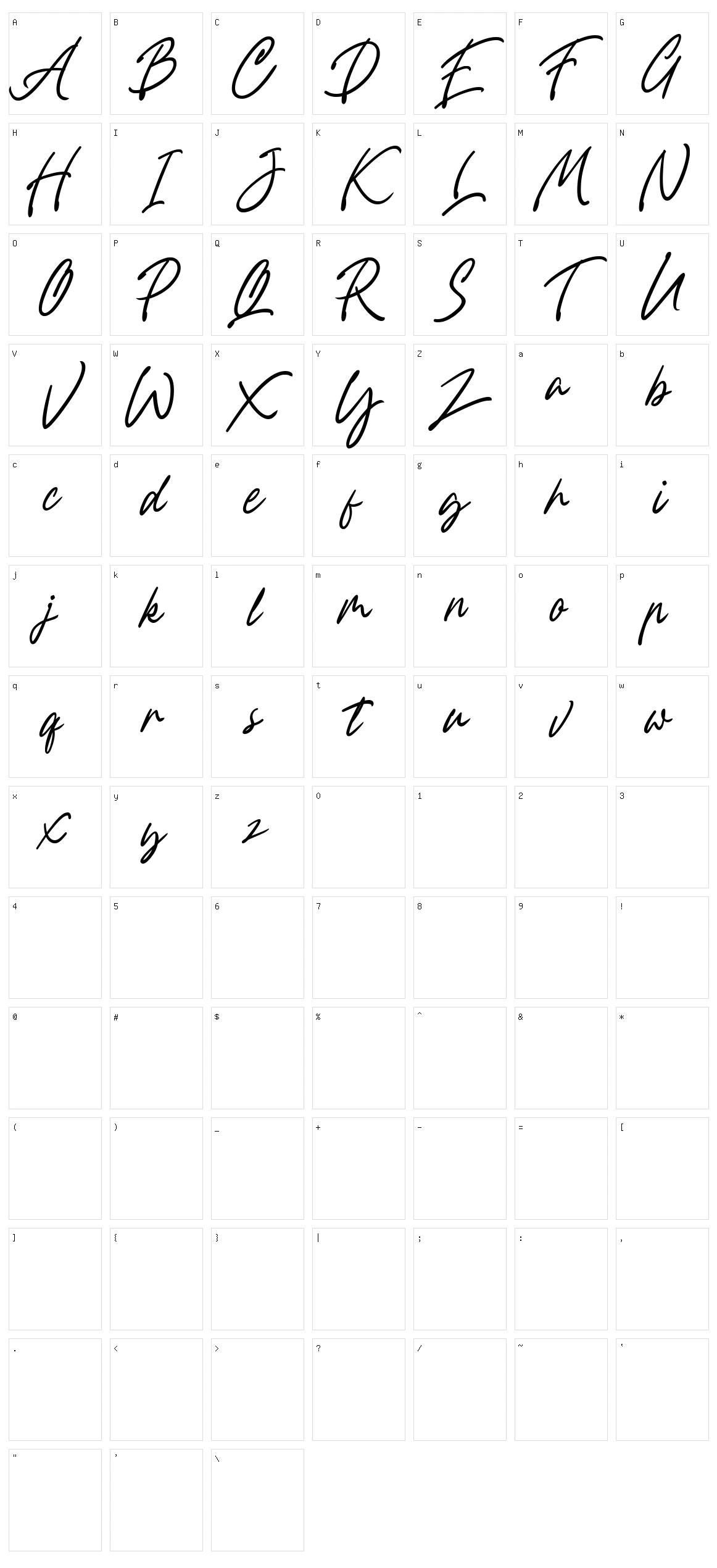 Fountastic Script Character Set