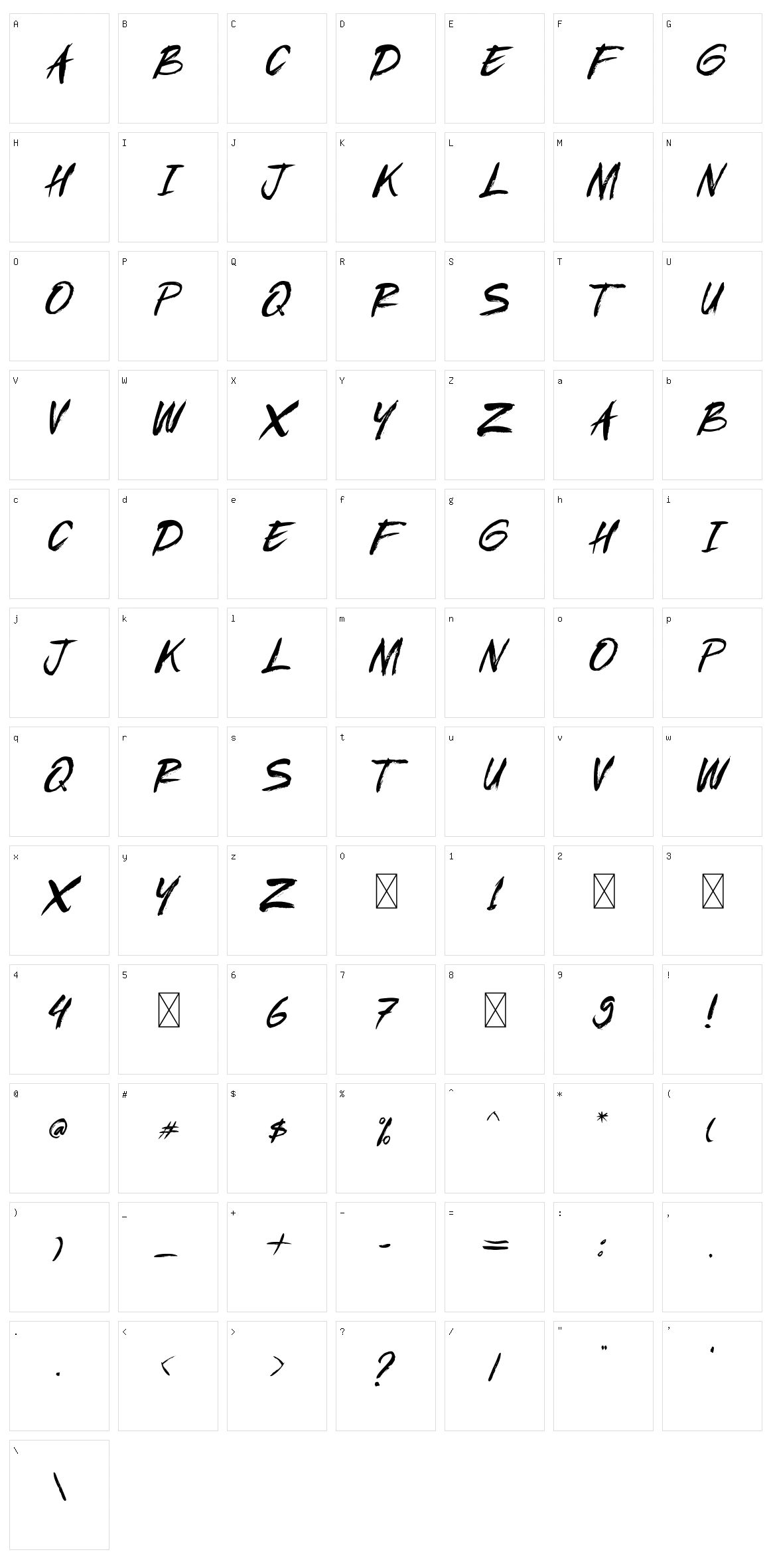 Rujack Character Set