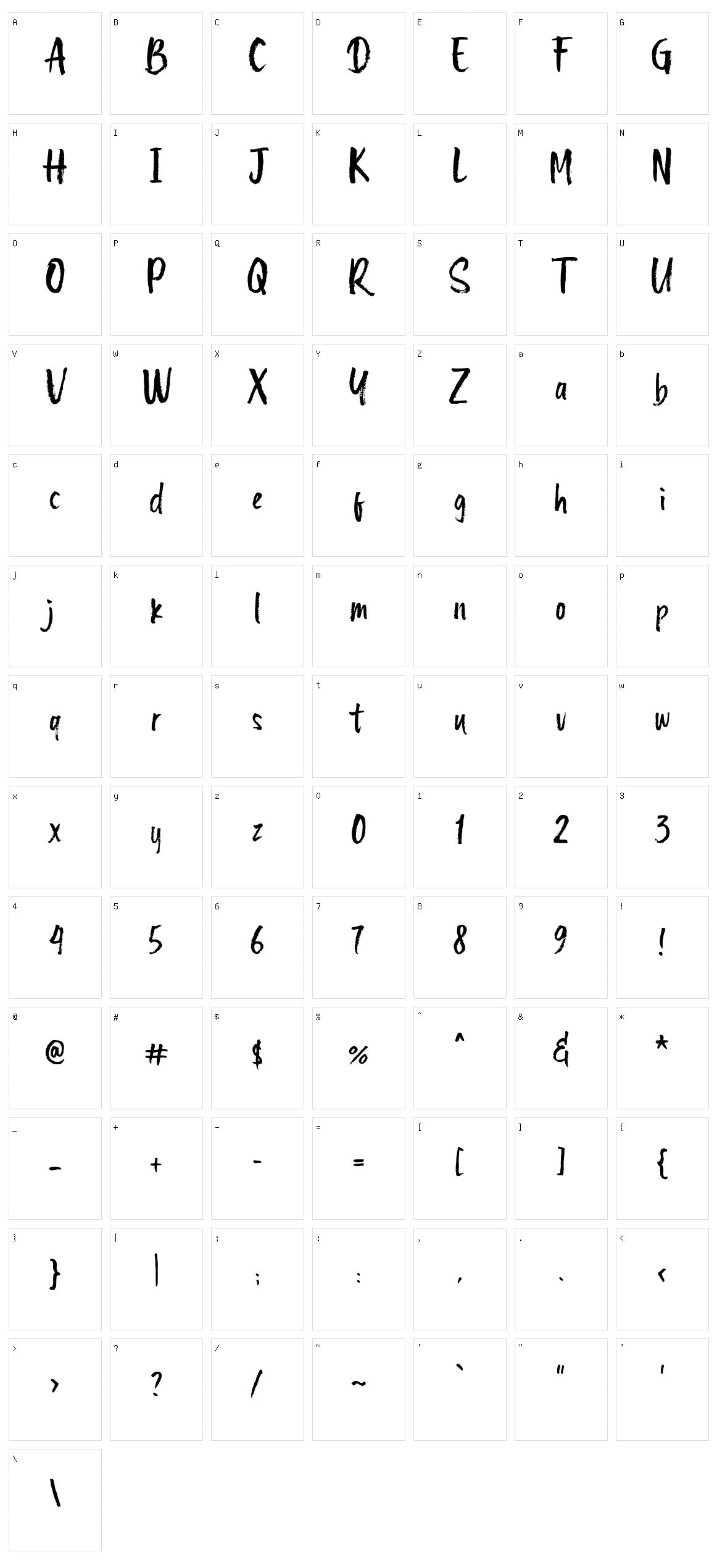 Quikers Character Set
