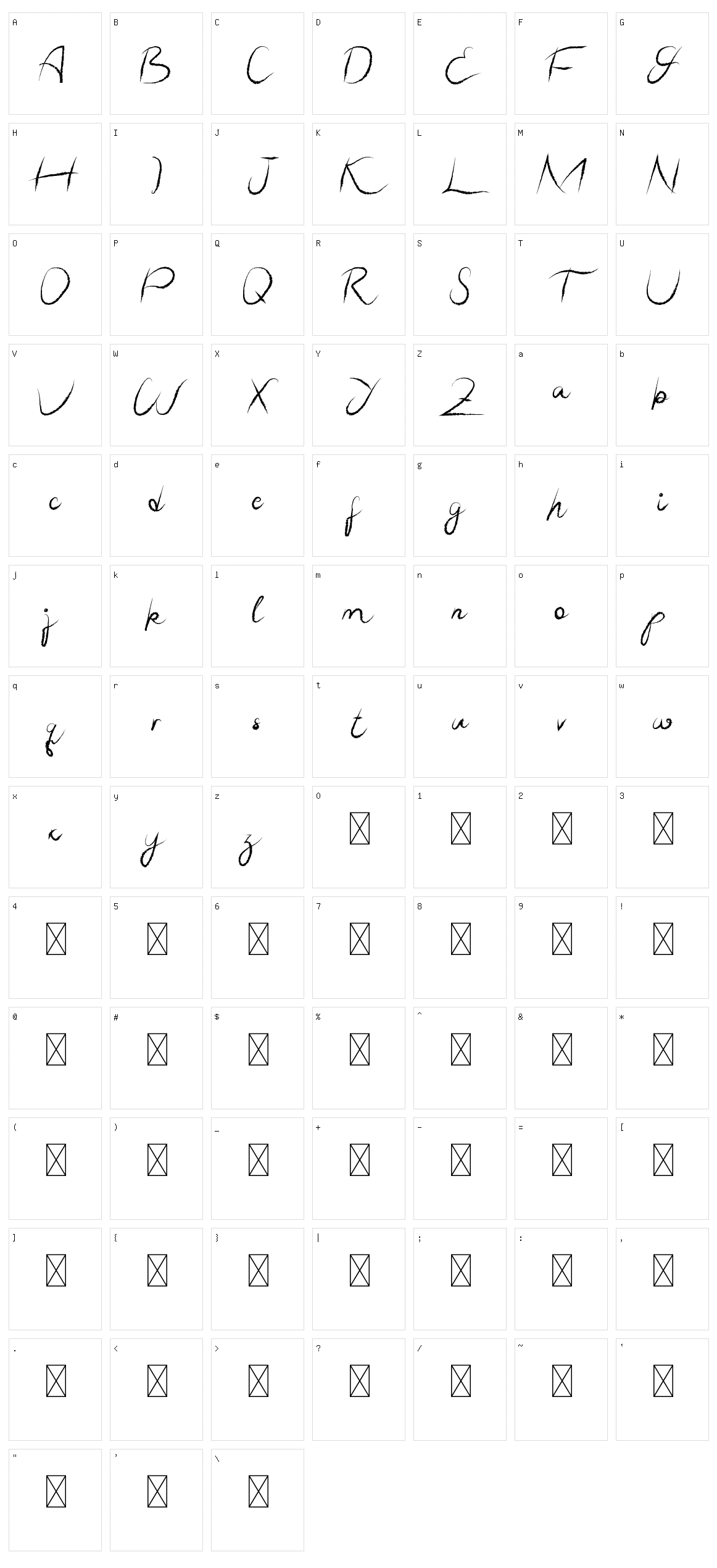 Zainiver Character Set