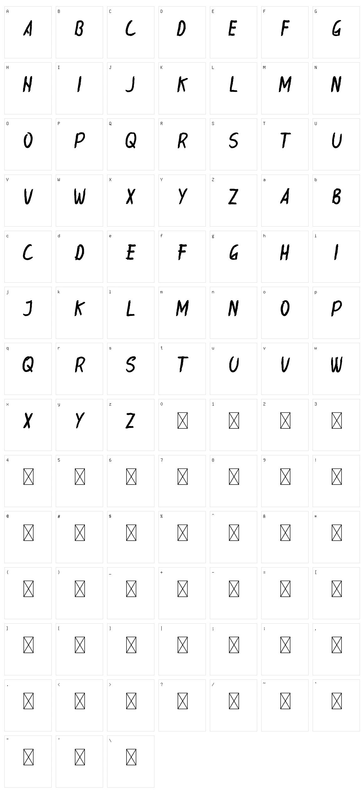 Cardolith Character Set