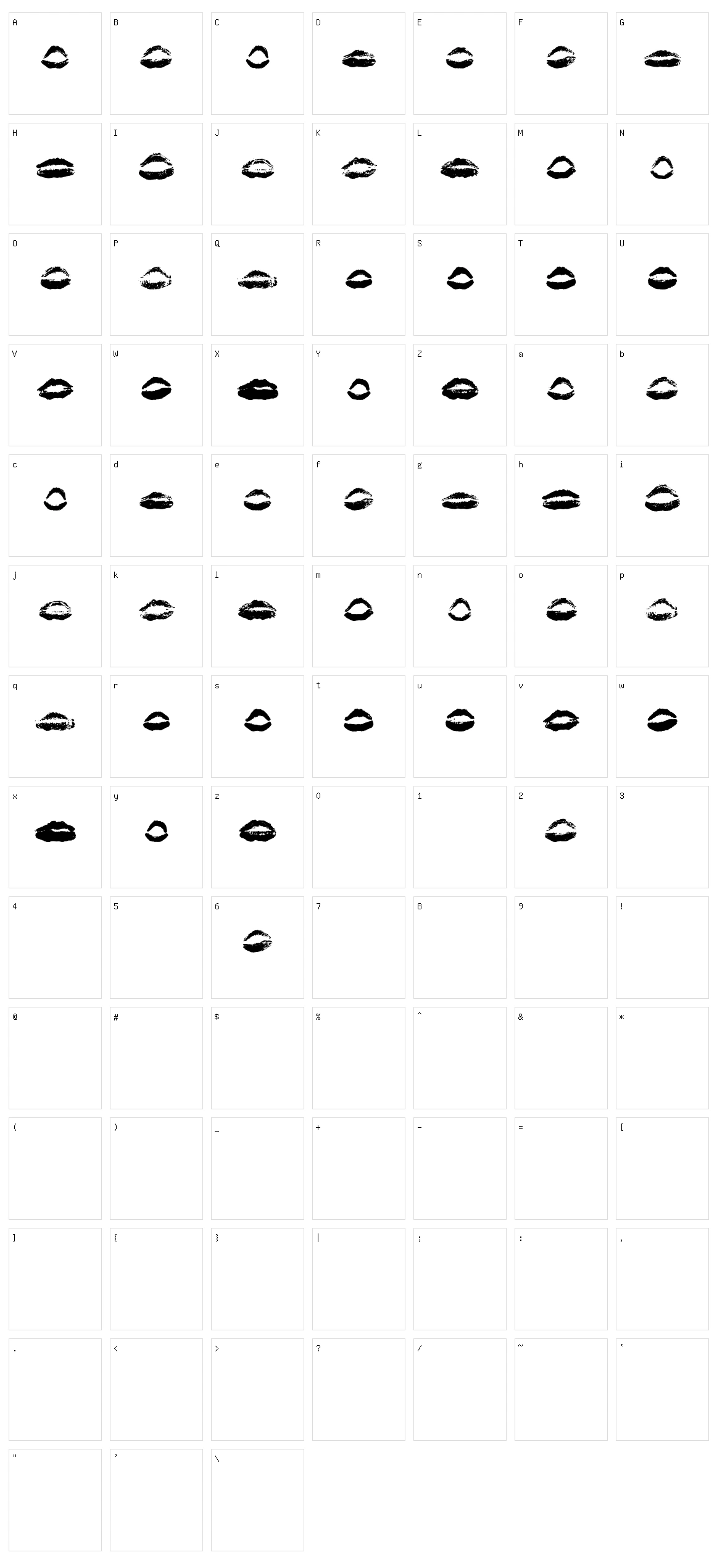 26 More Kisses Character Set