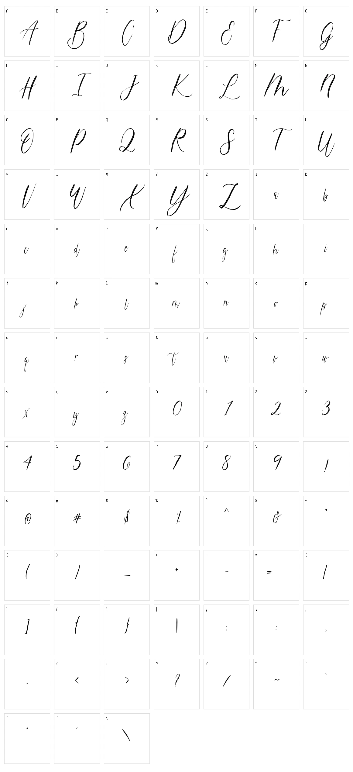 Magdalena Script Character Set