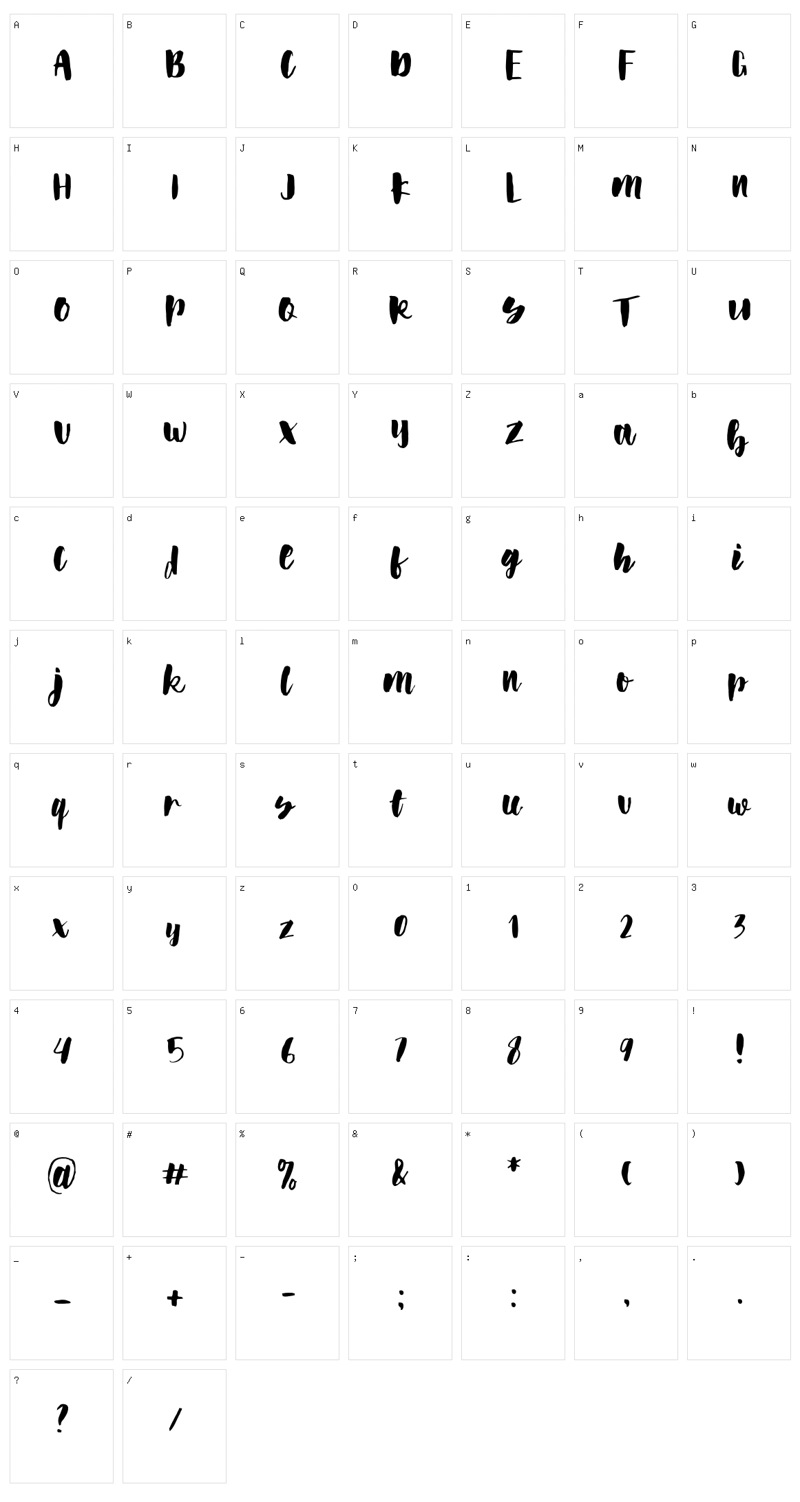 Gwondrong Character Set