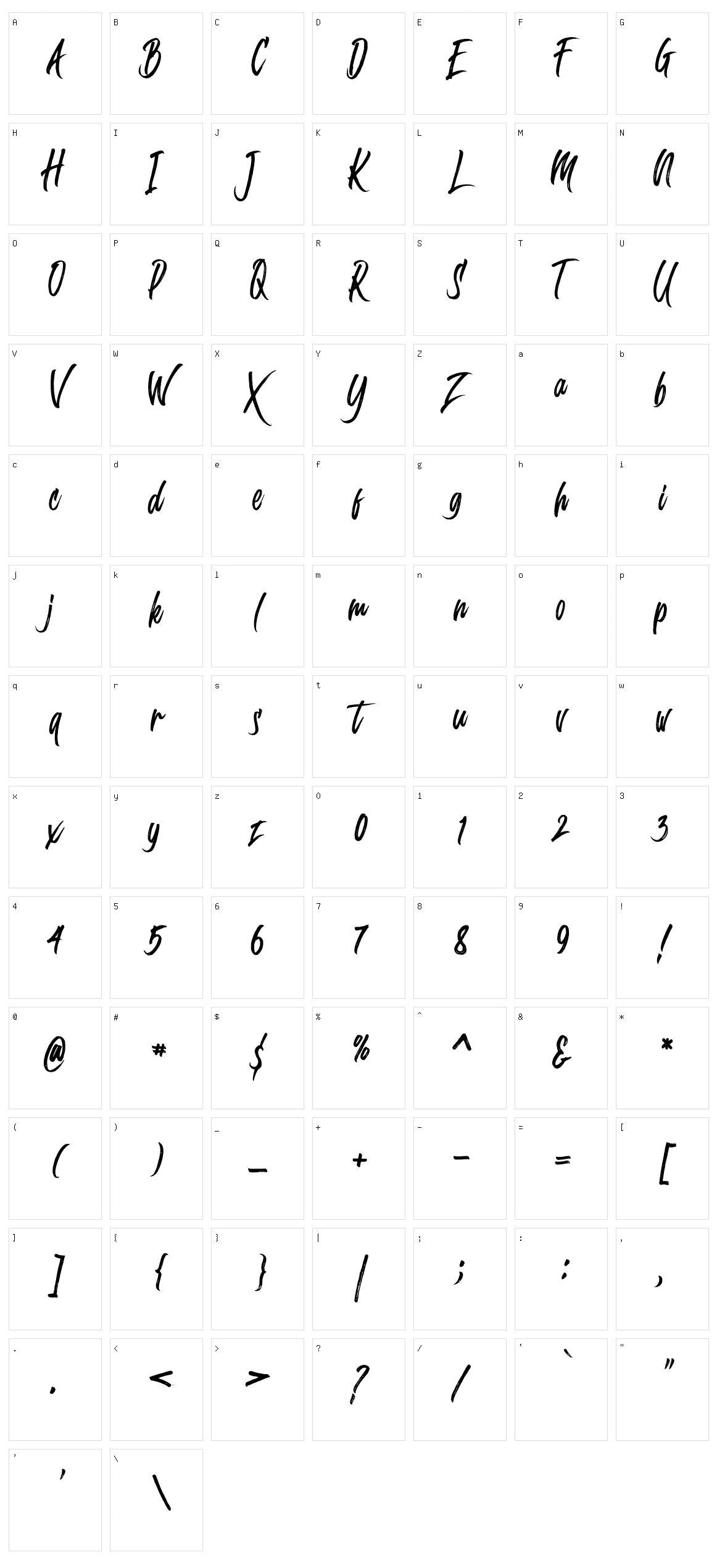 Glenny Character Set
