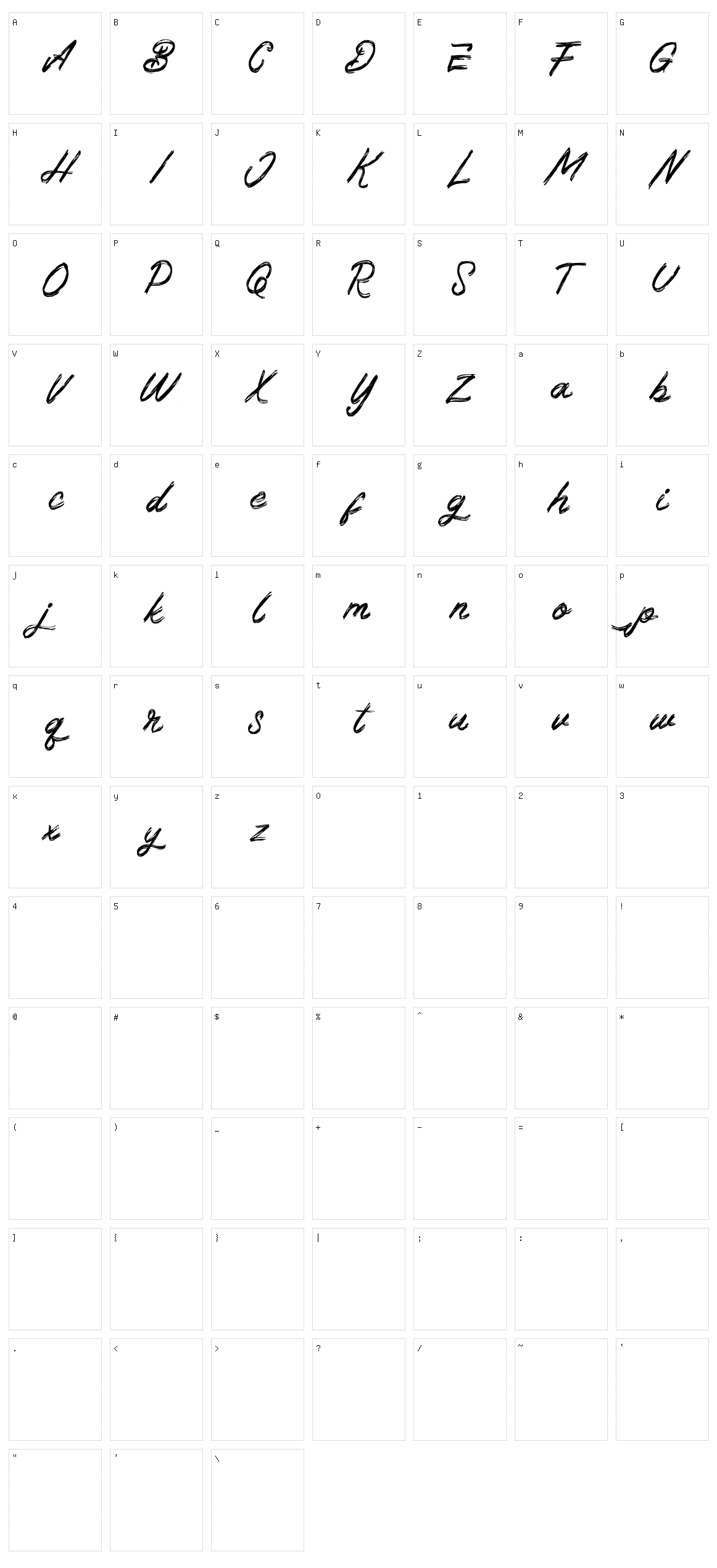 Braser Character Set