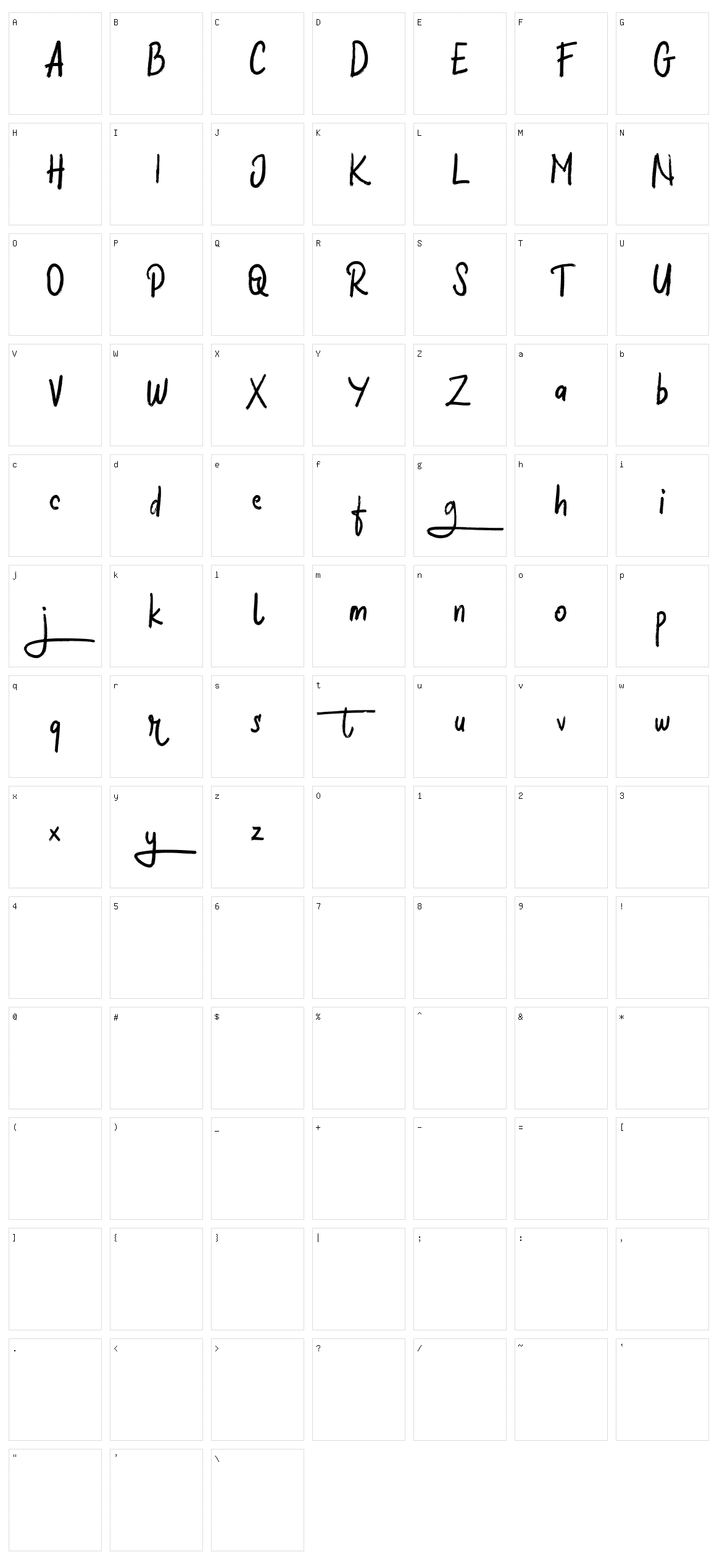 Halybed Character Set