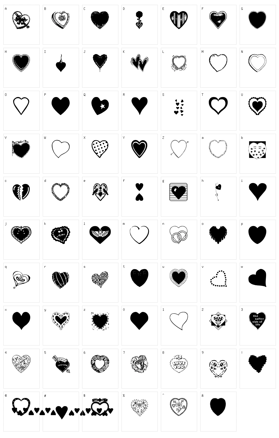 Hearts Galore Character Set