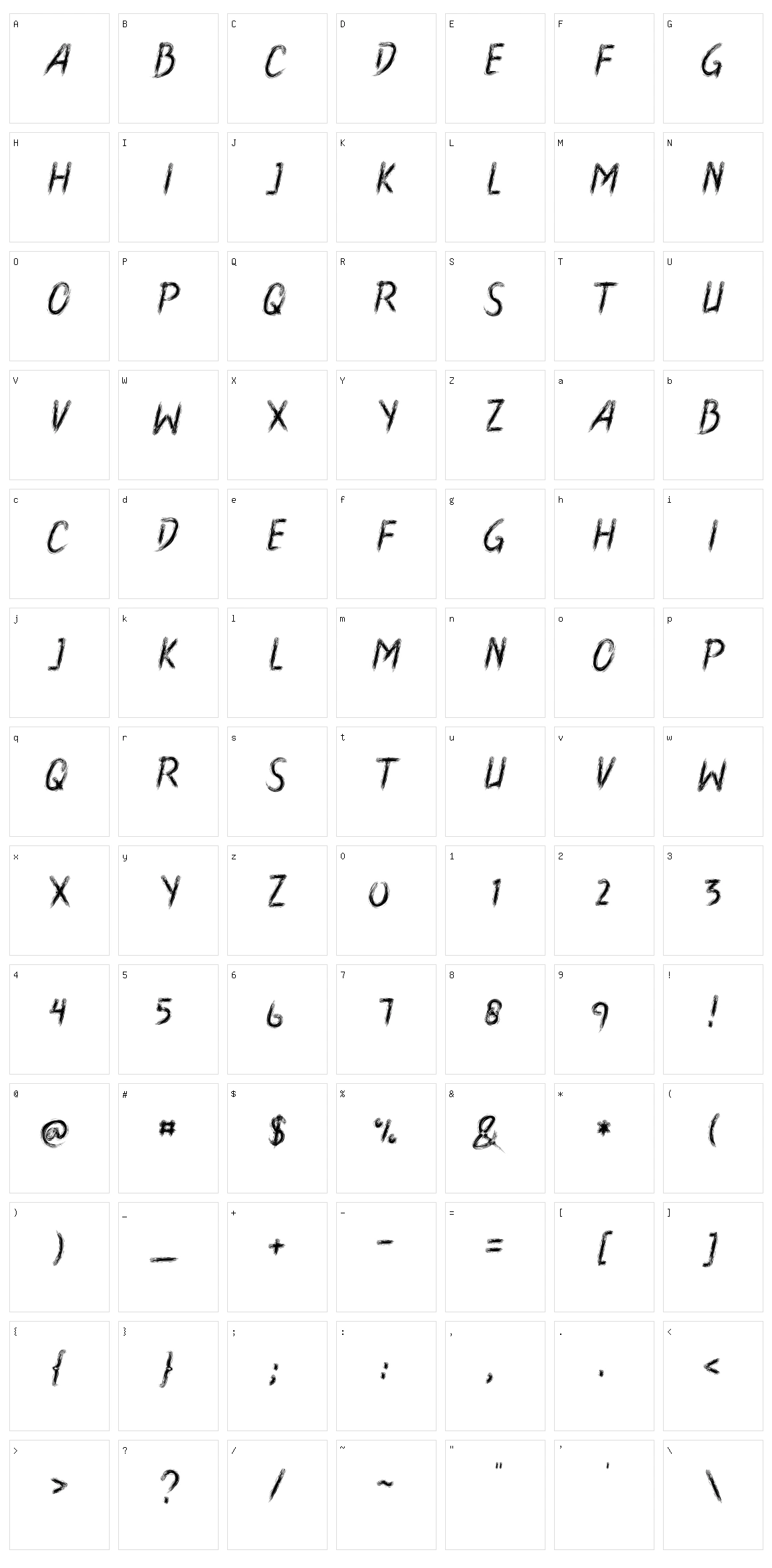 Boldace Brush Character Set