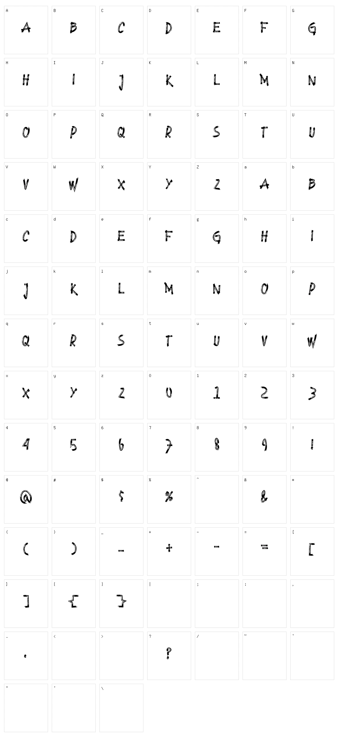 Blackbor Character Set
