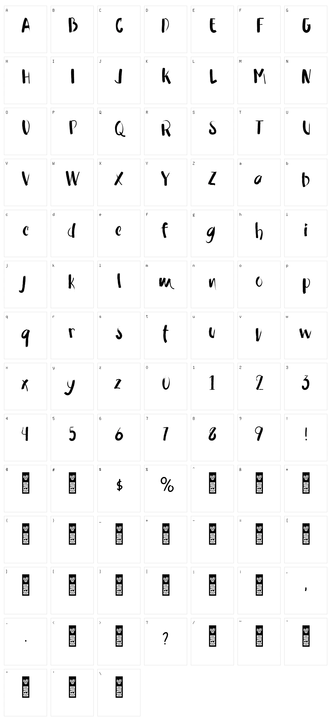 Rawmon Character Set