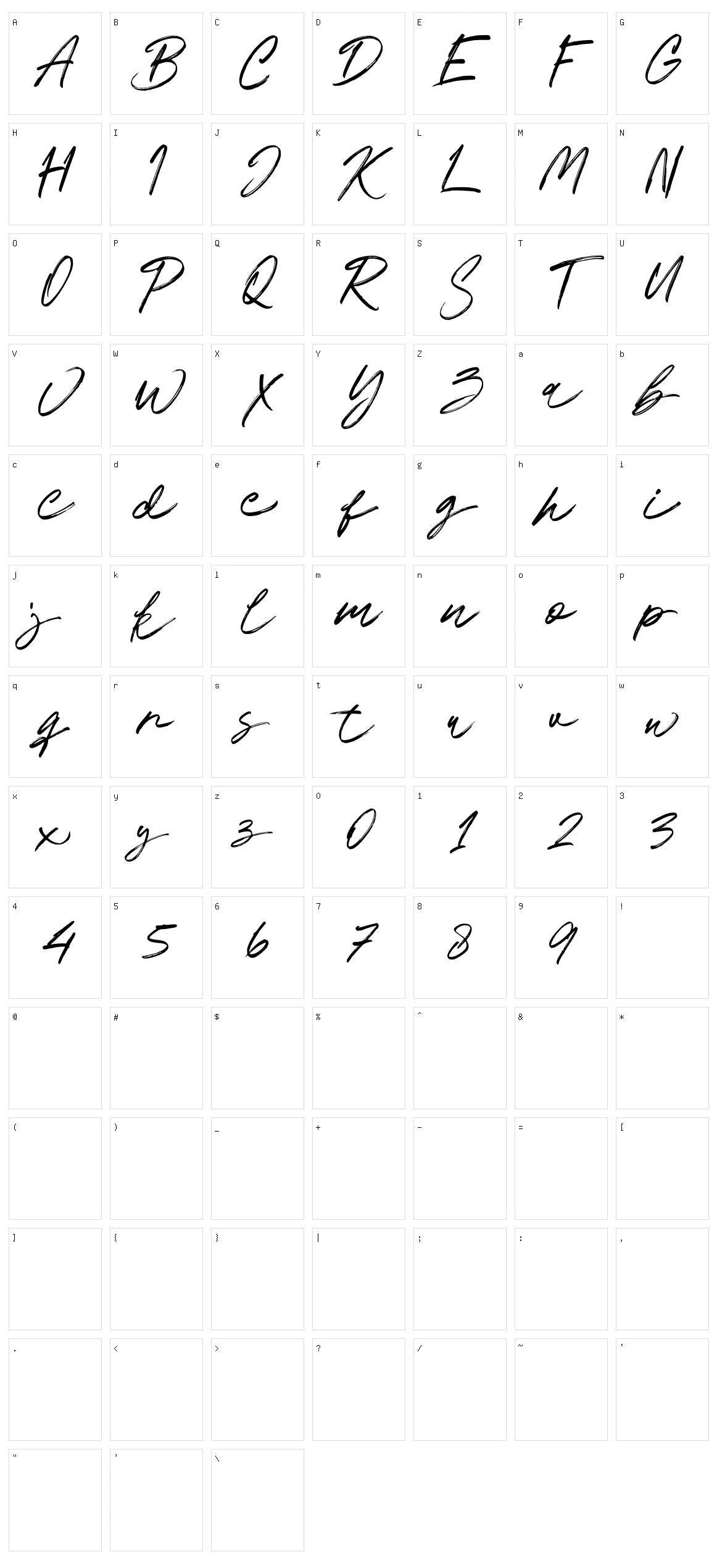 Cwacker Character Set