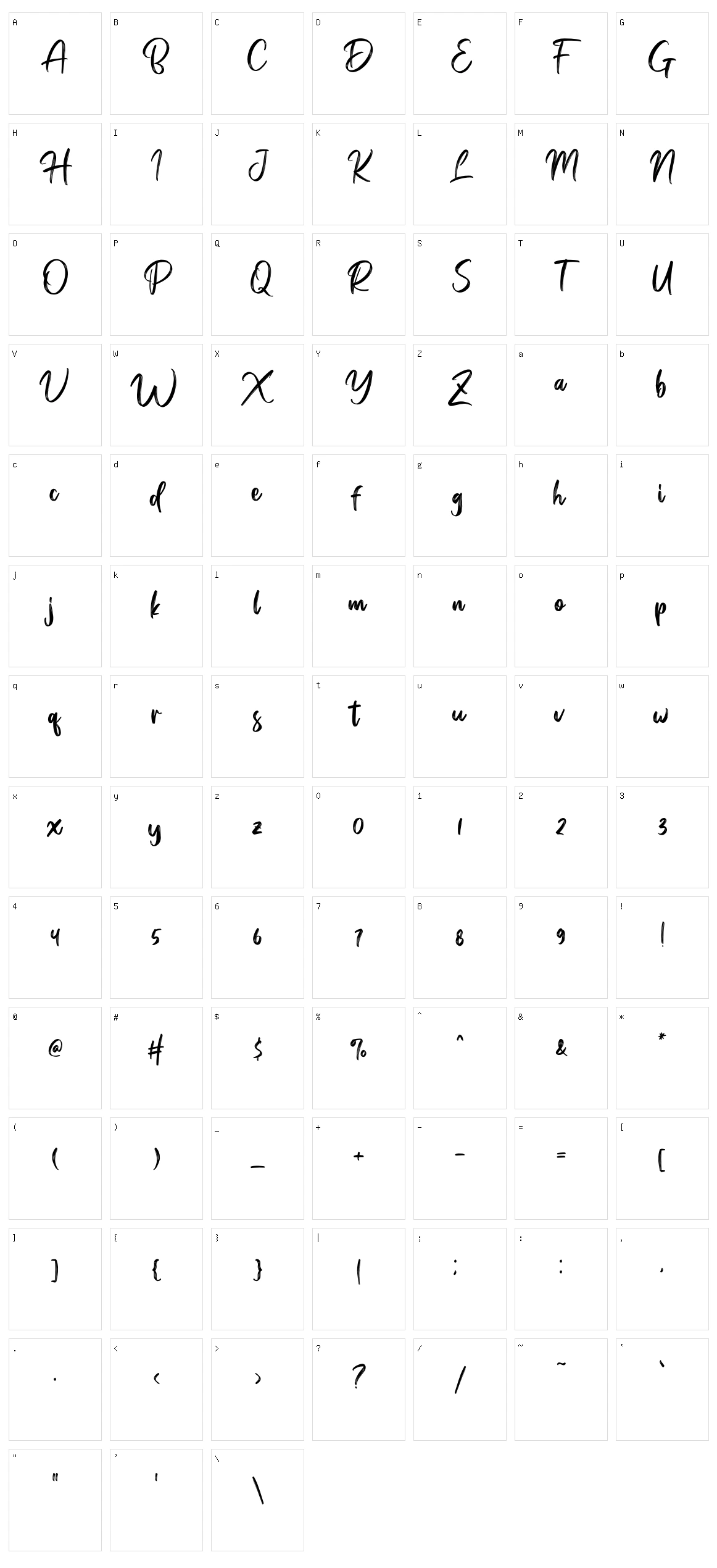 Bridgeriden Character Set