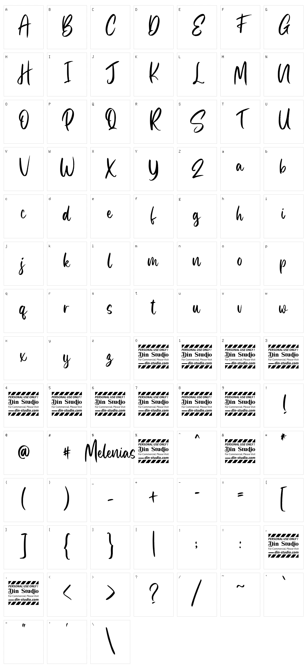 Melenias Character Set