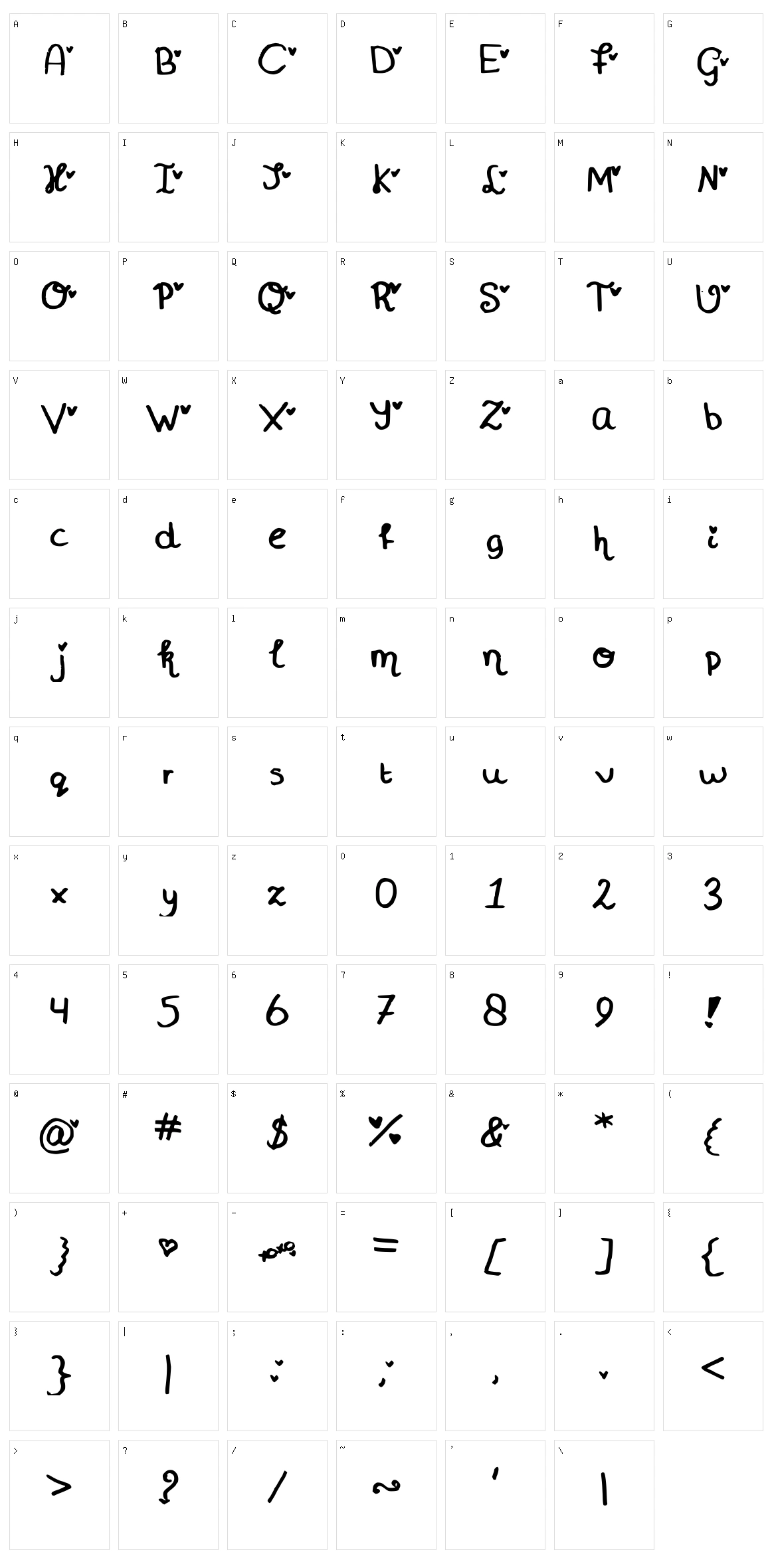 Mini Heart Character Set