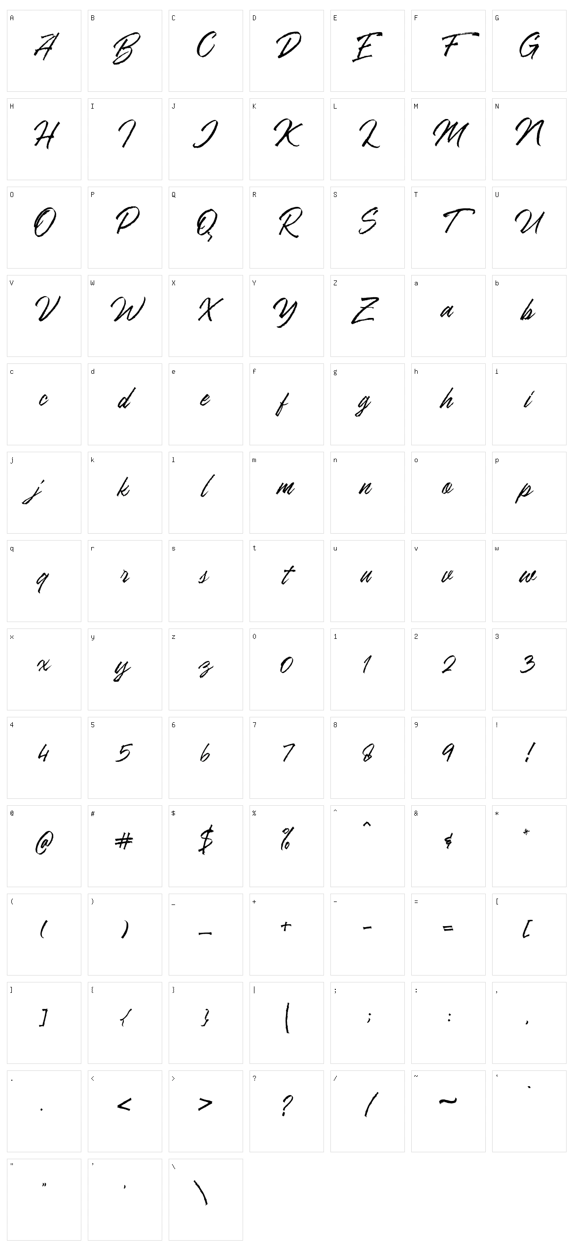 Ranshell Character Set