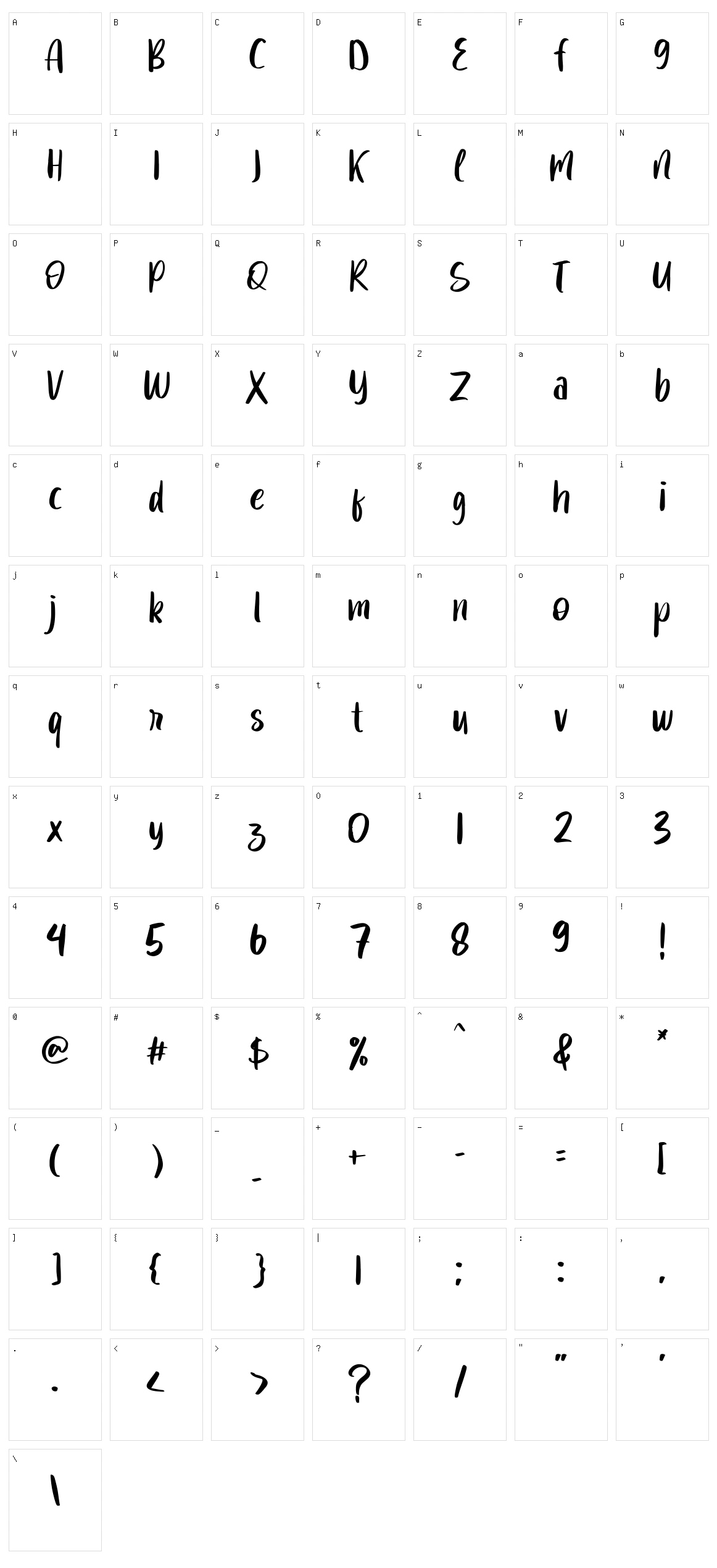 Fearful Character Set
