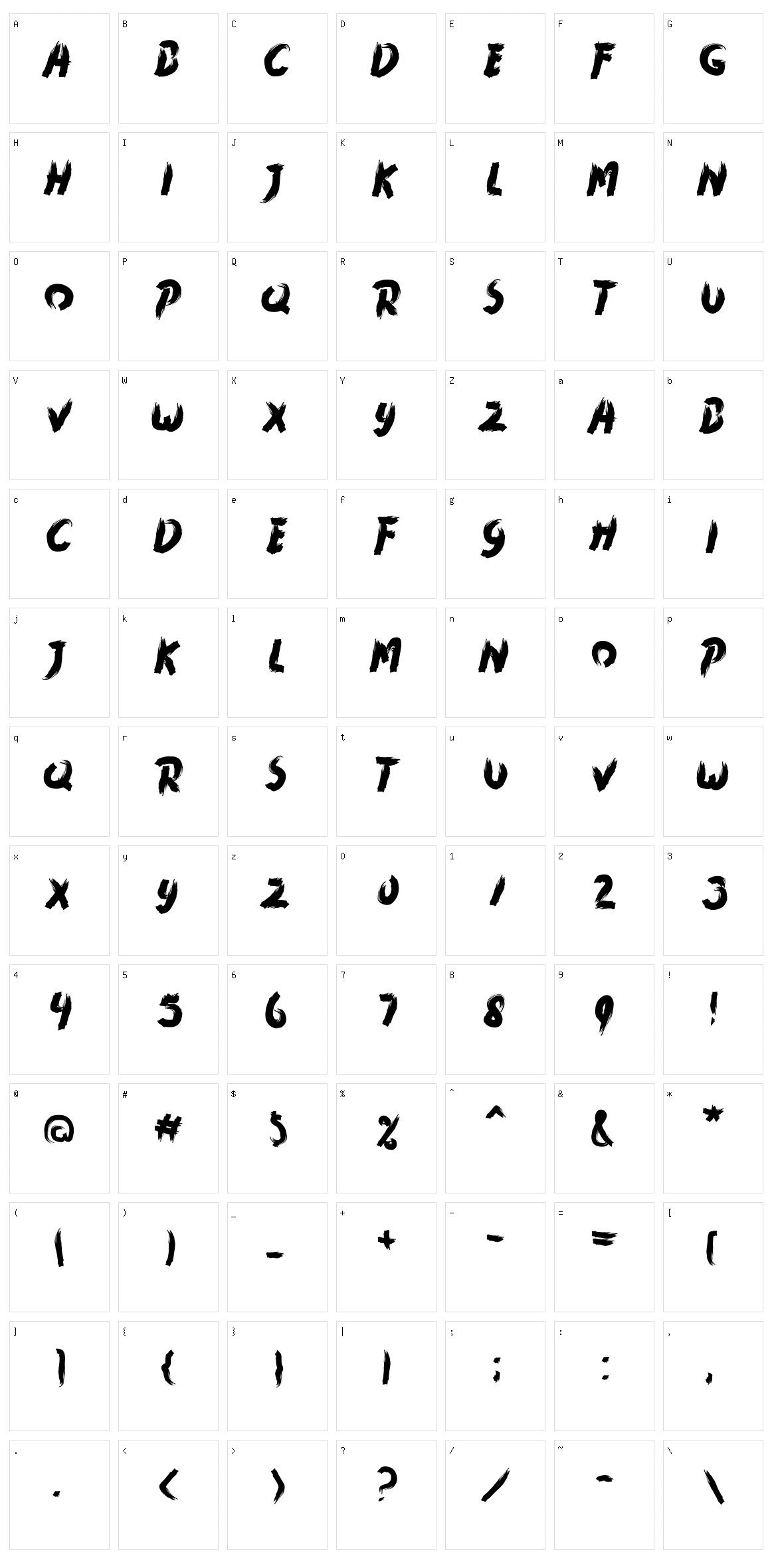 Rusher Character Set