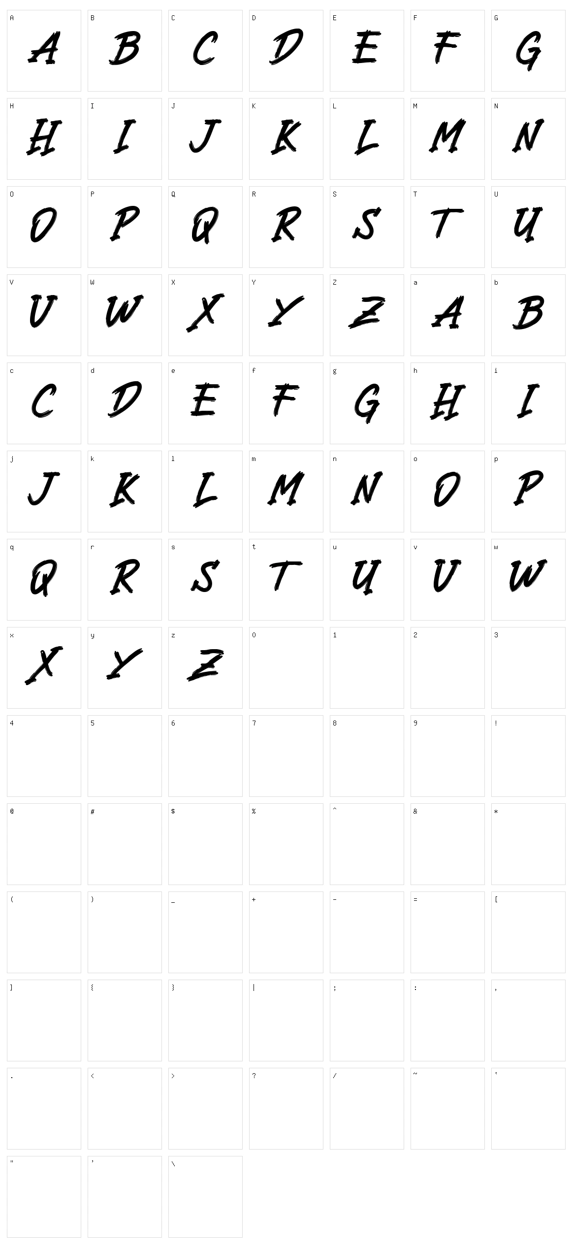 Dartho Brush Character Set