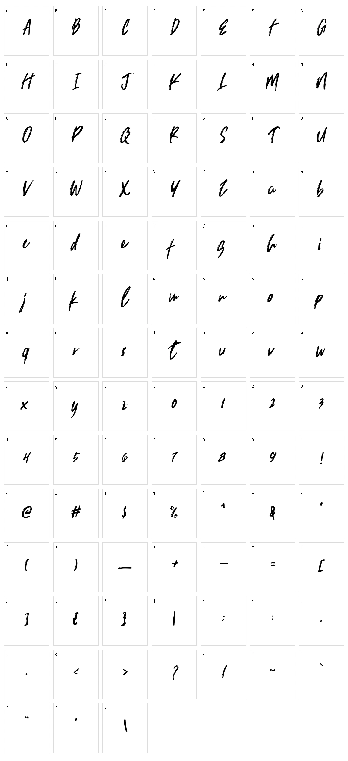 Trackers Character Set