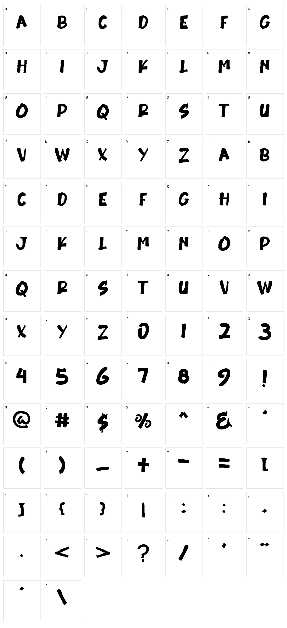 Burrick Character Set