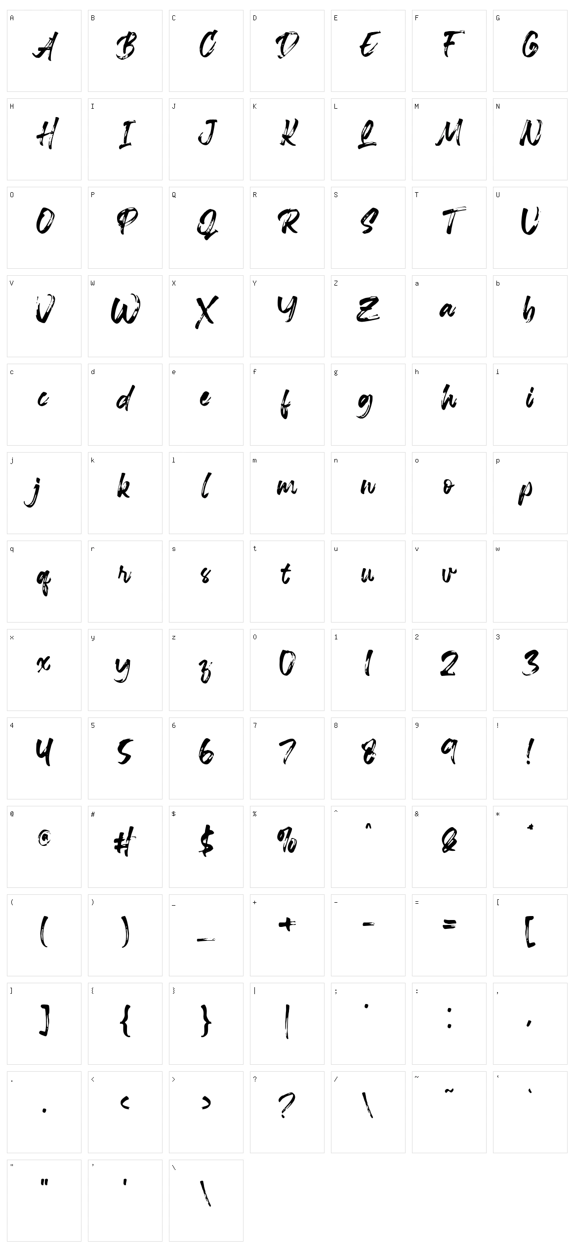 Bougher Character Set