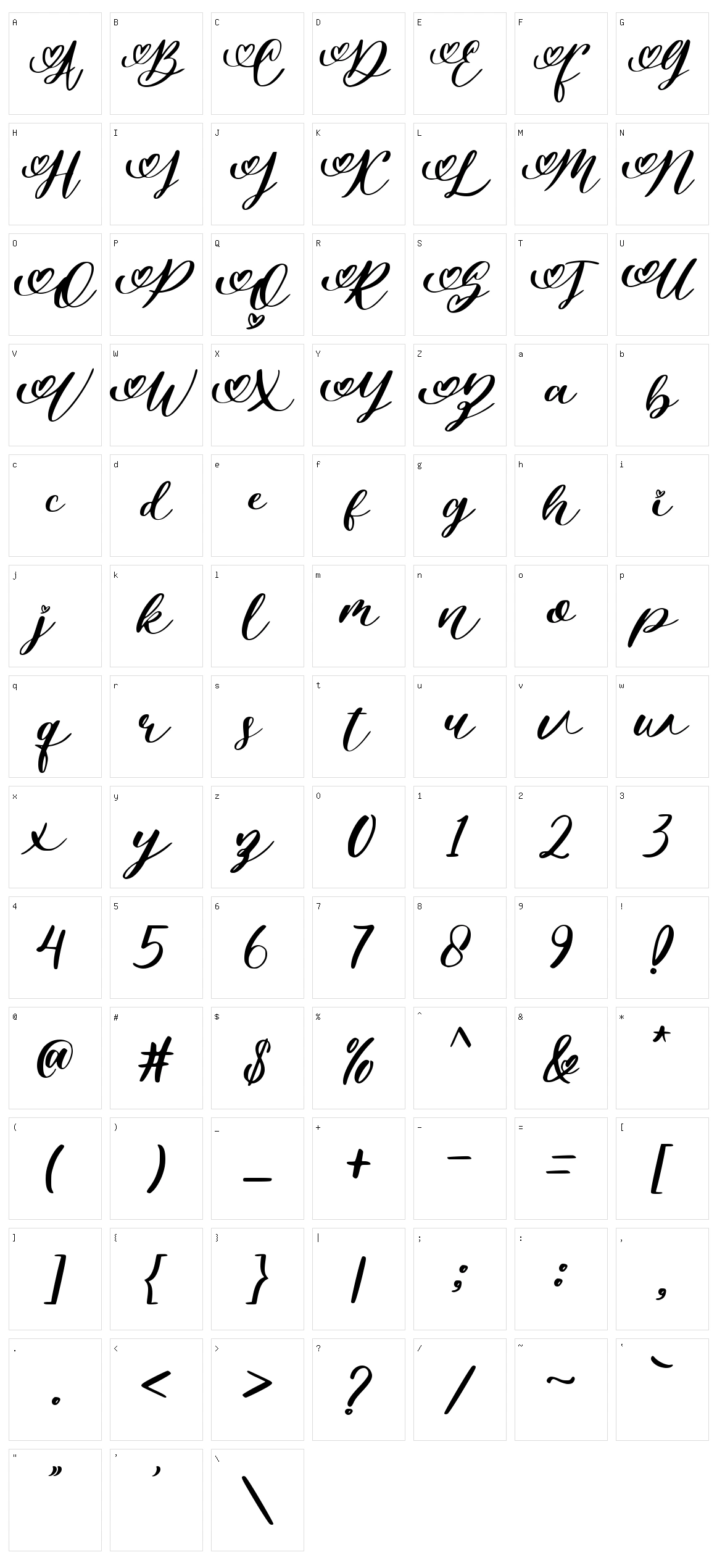 Vallentina Character Set