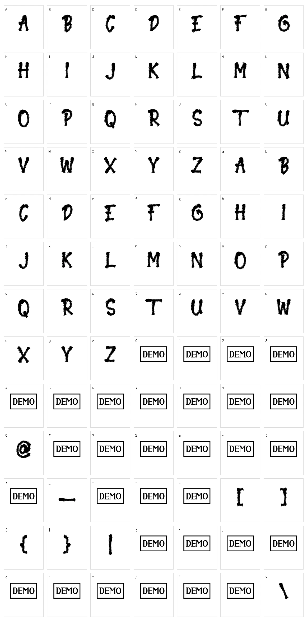 Kickcore Character Set