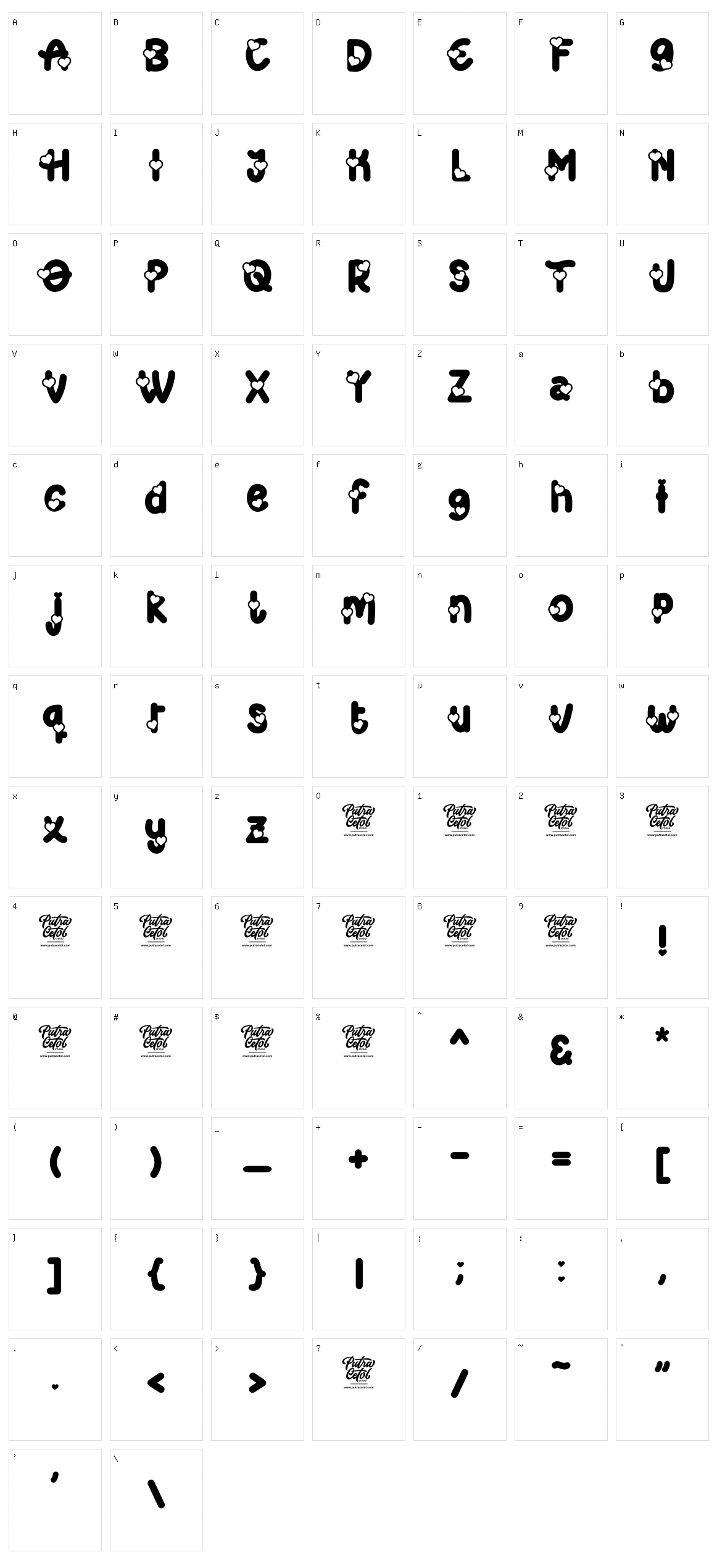 Surga Cinta Character Set