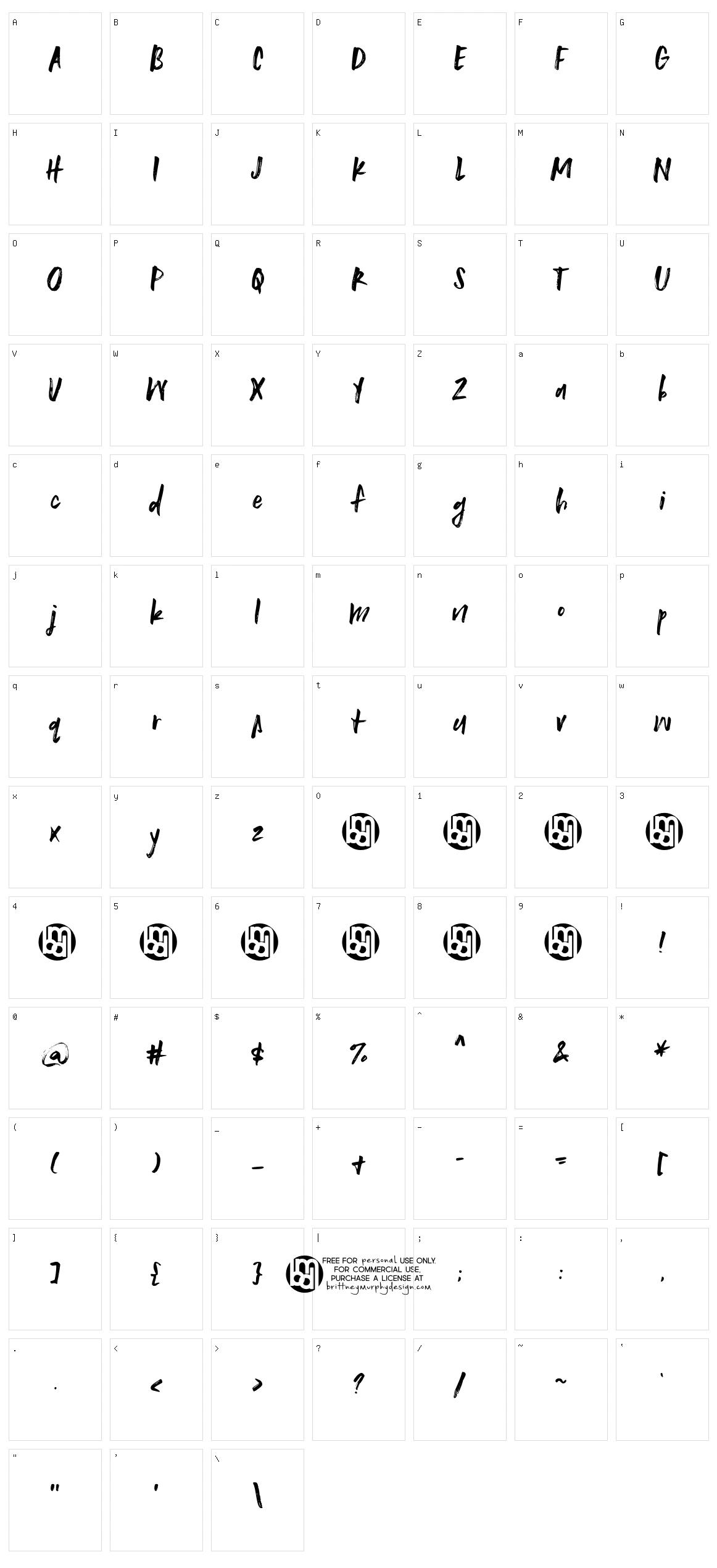 Unashamed Character Set