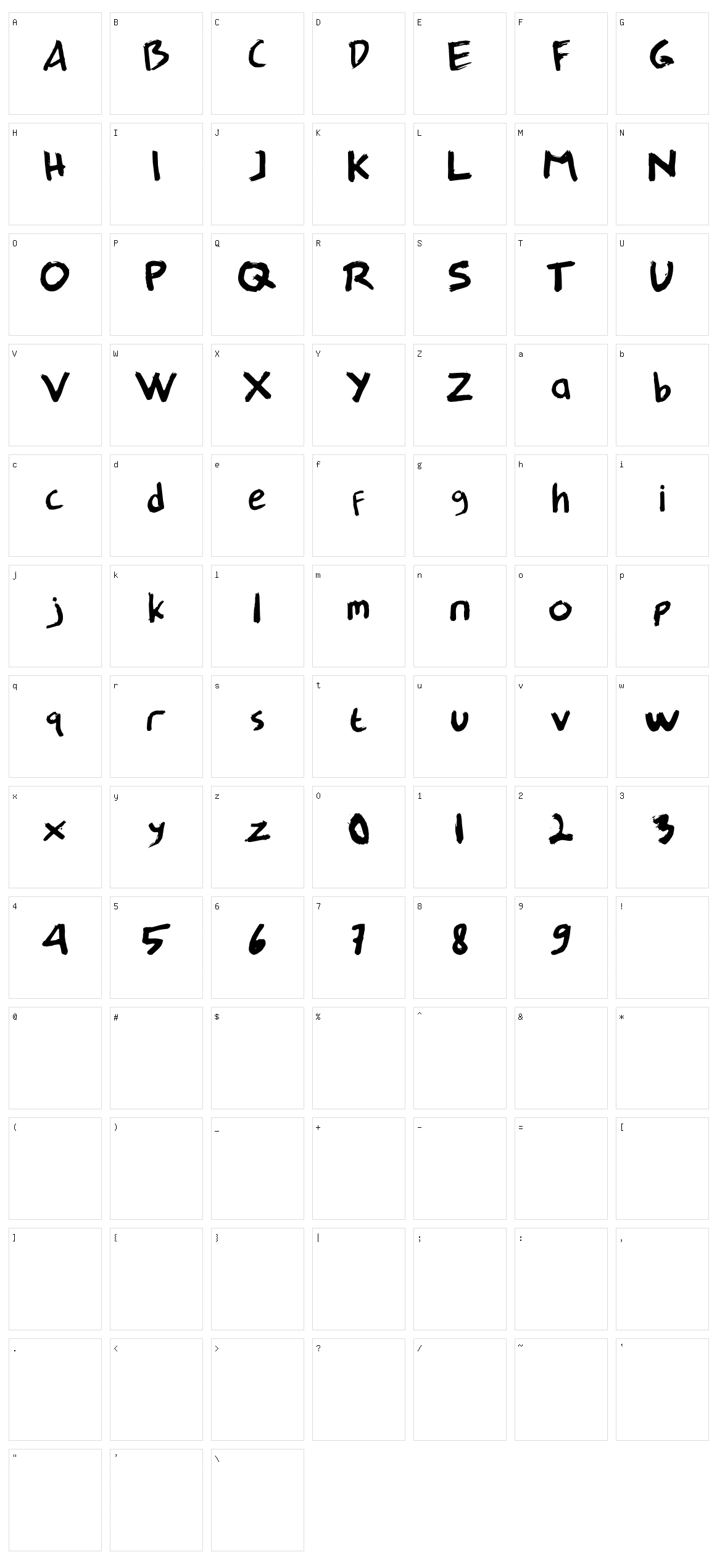 Expro Type Character Set