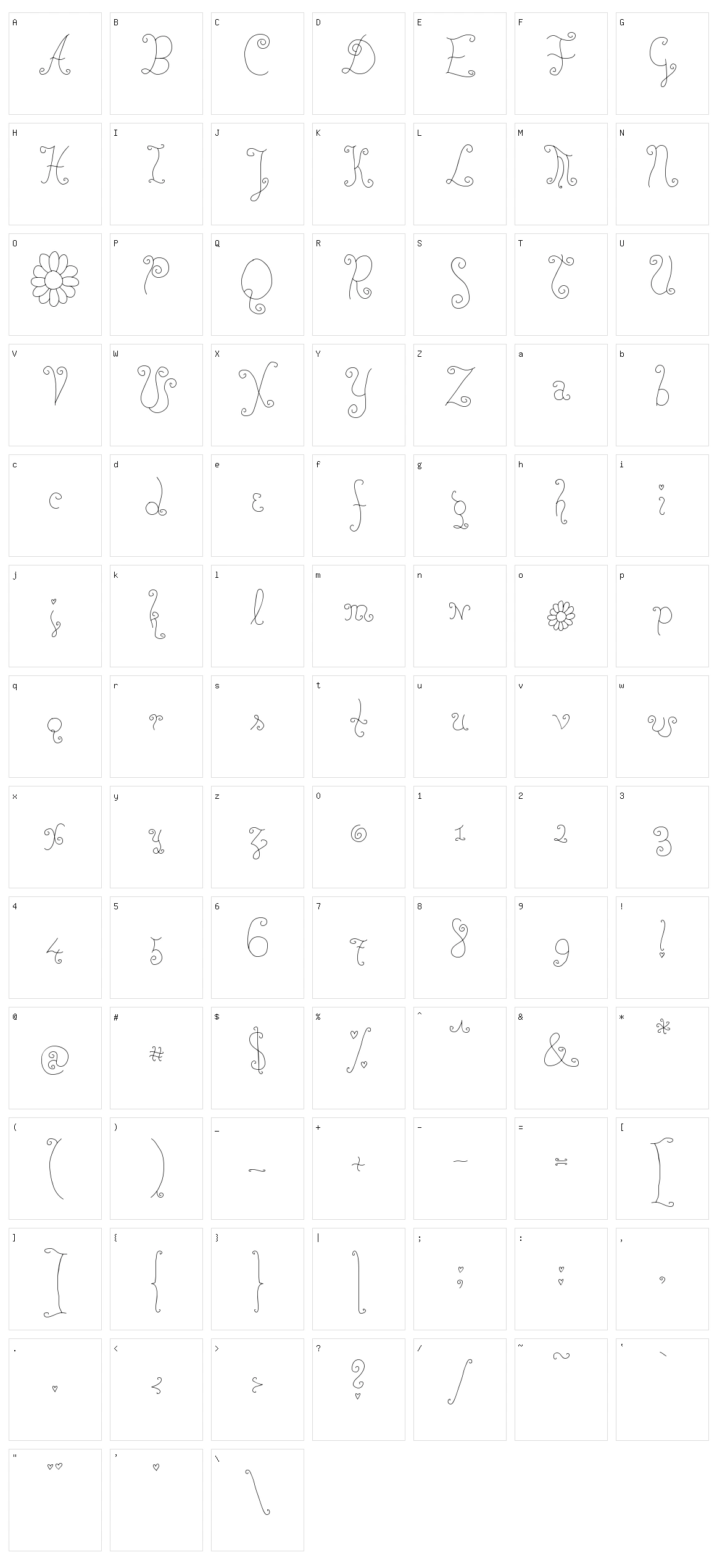 Rose Water Character Set
