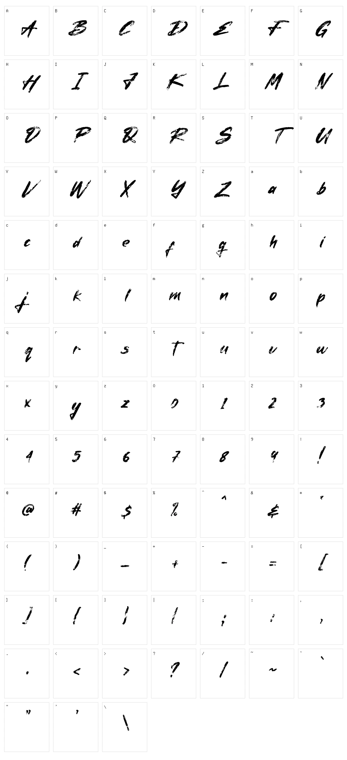 Balinysh Character Set