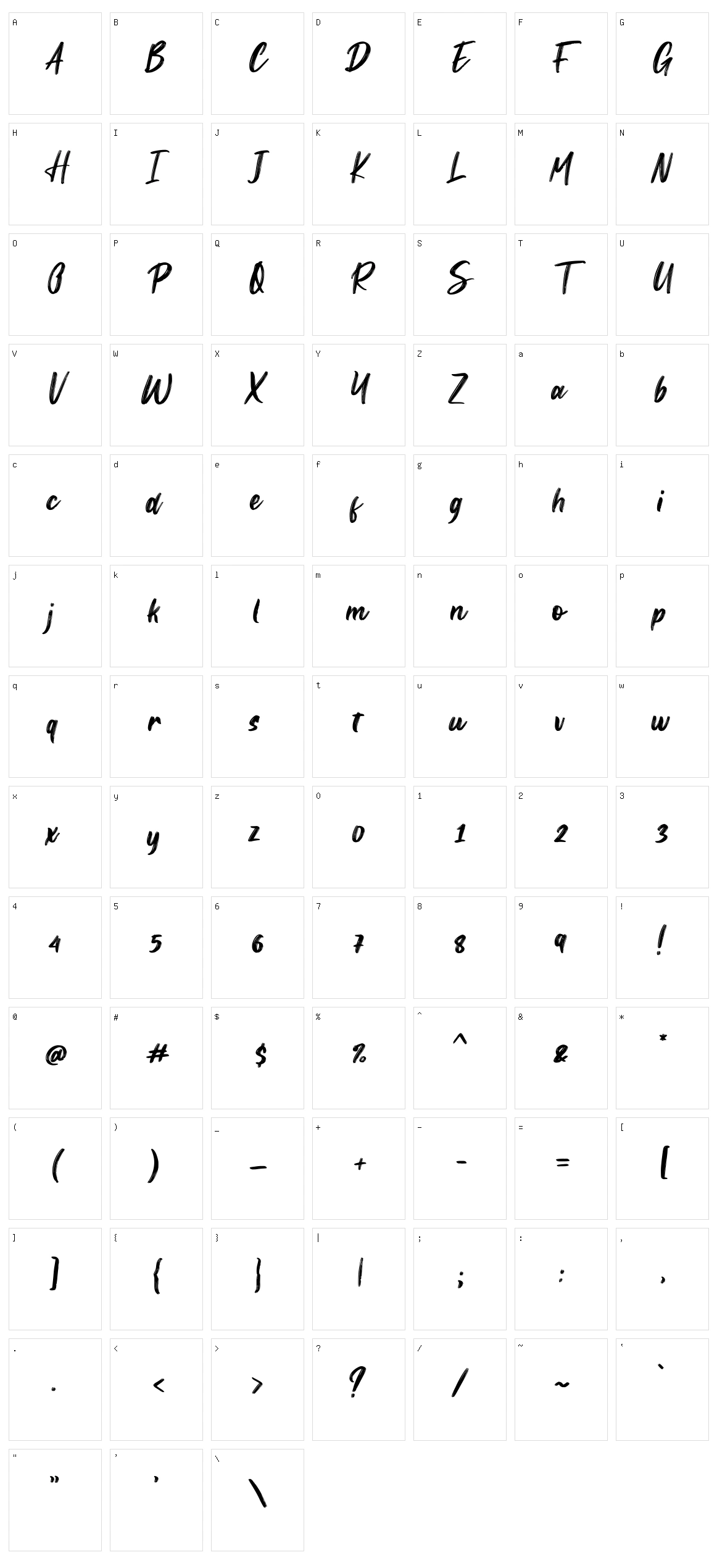 Sunquish Character Set