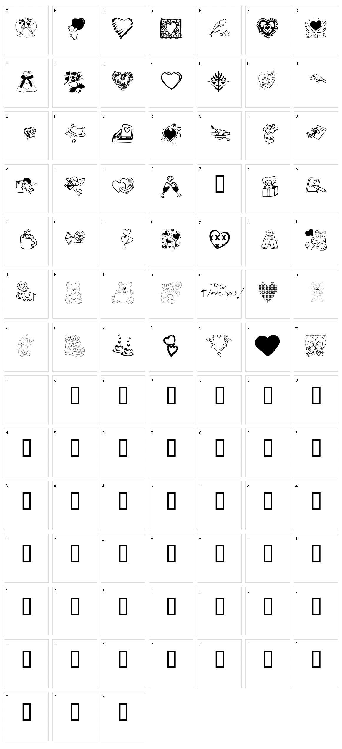 KR Valentine Dings 2002 Character Set