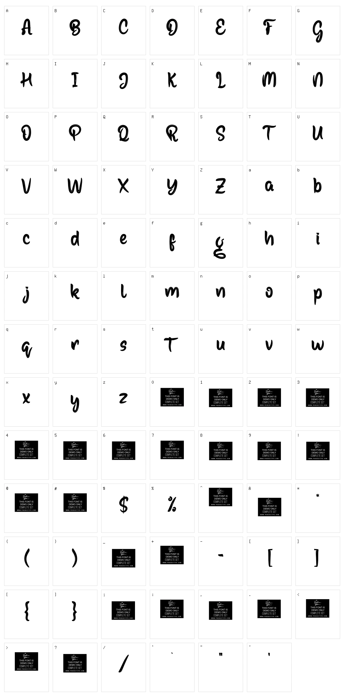 Basting Character Set