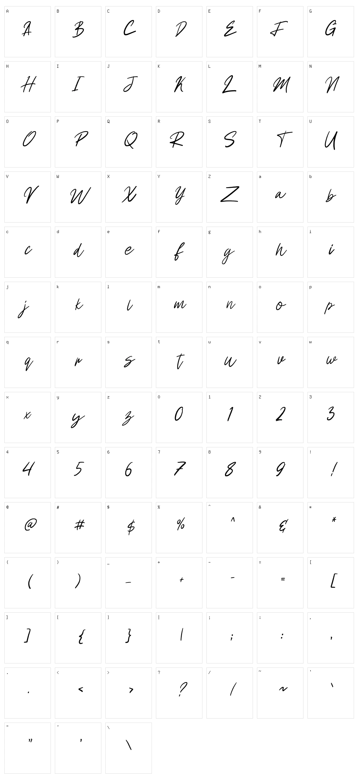 Laracryf Character Set
