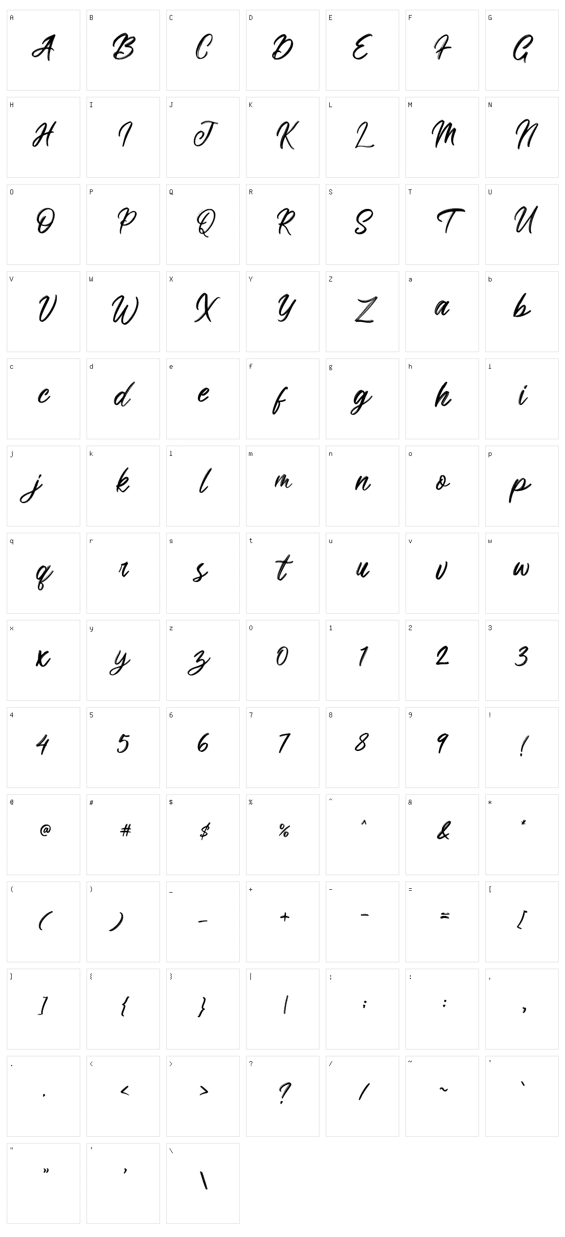 Brighnesy Character Set