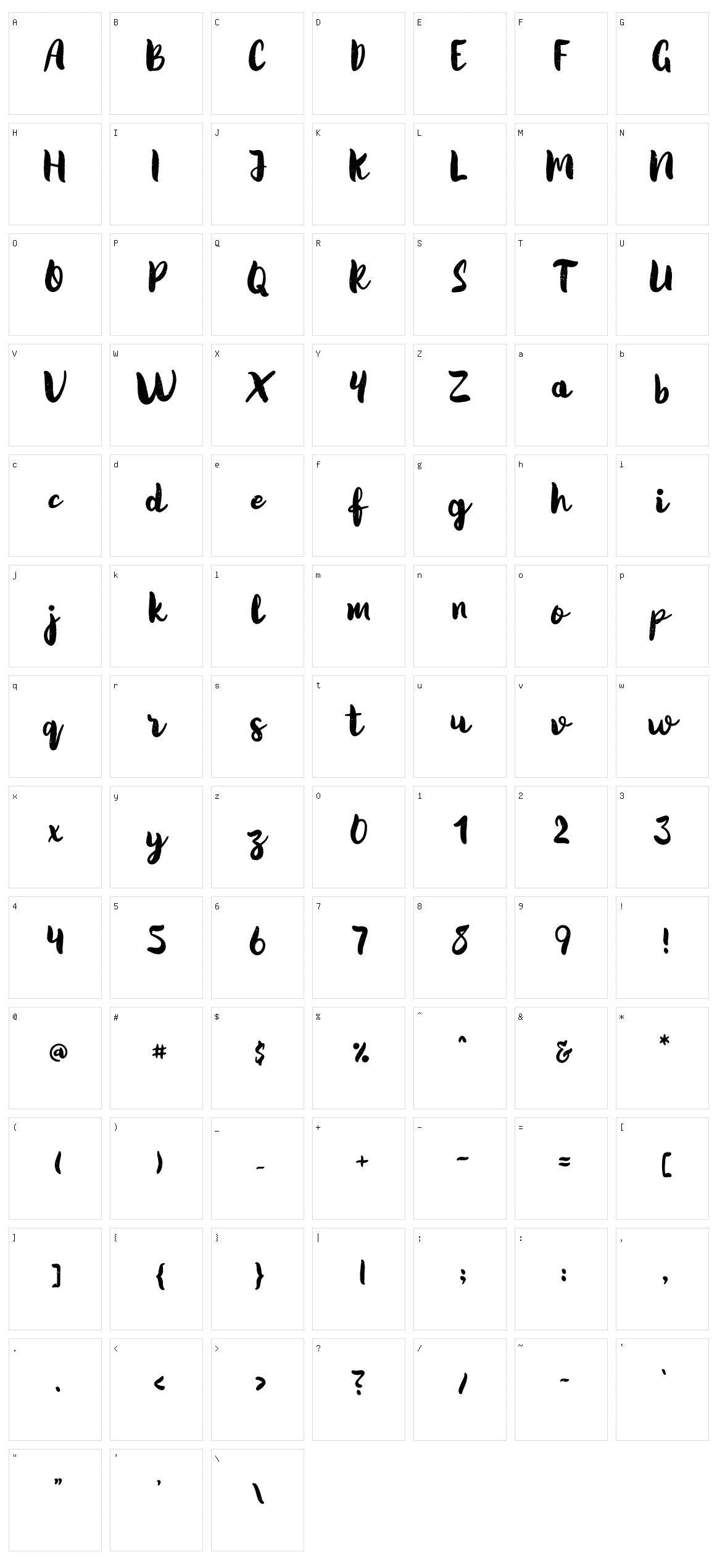 Quicksliver Character Set