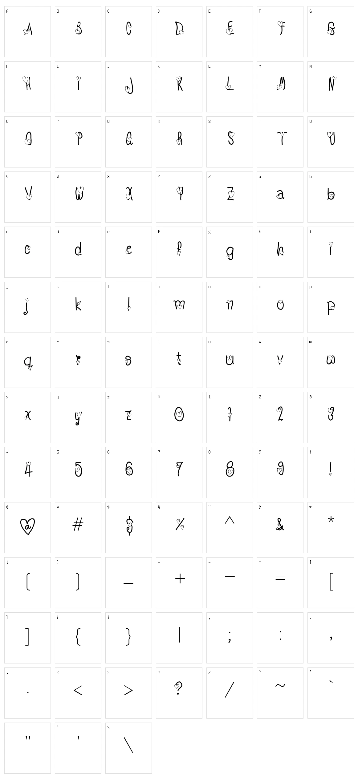 TX Love Character Set