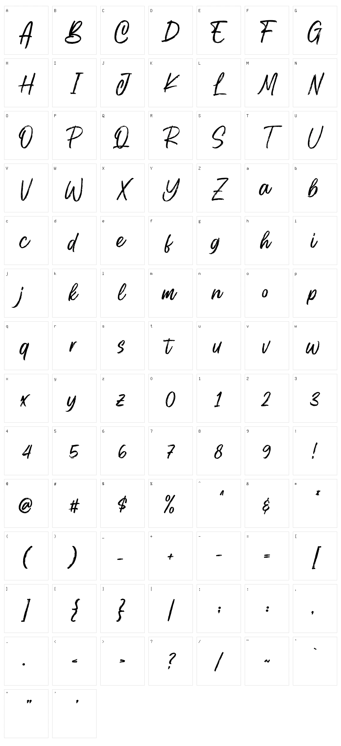 Bryshty Character Set