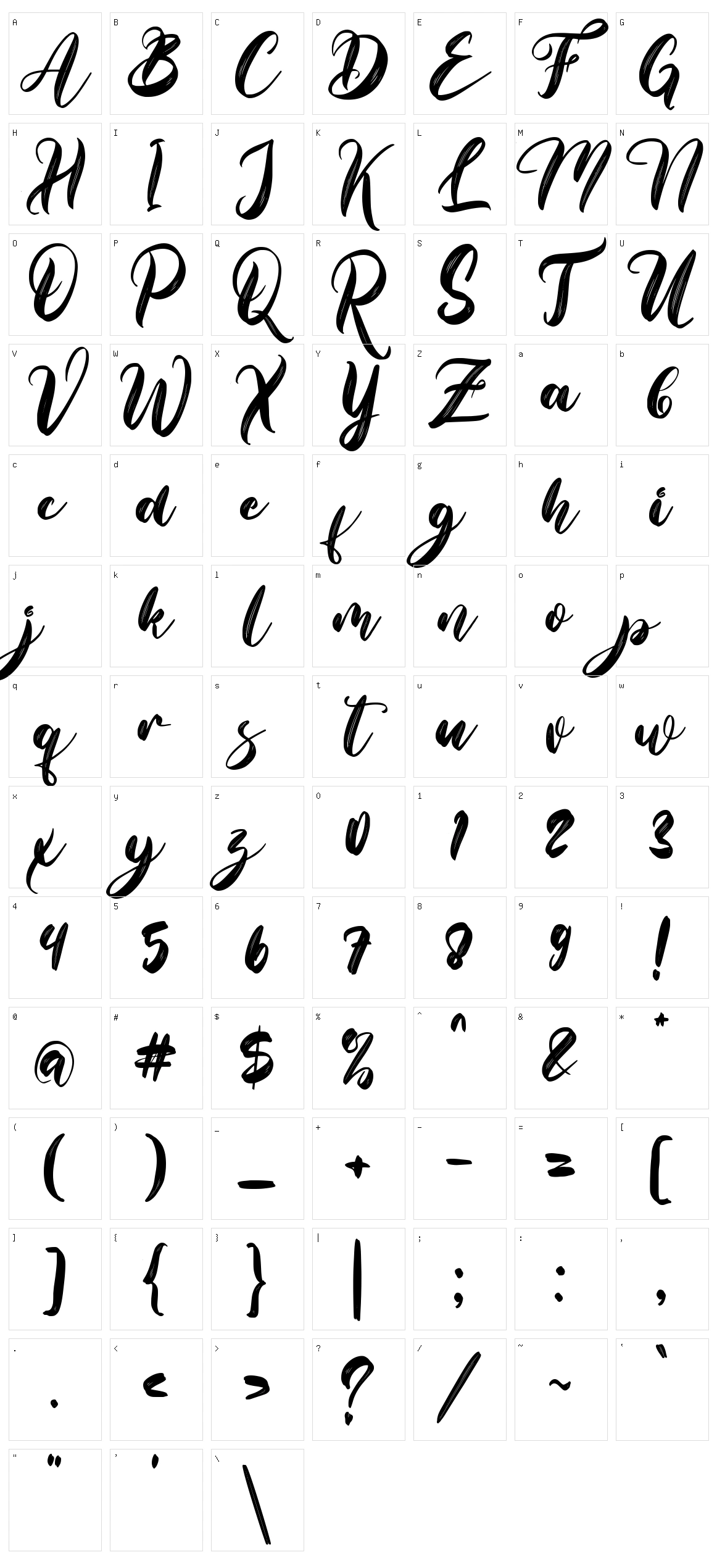 Brigitha Character Set
