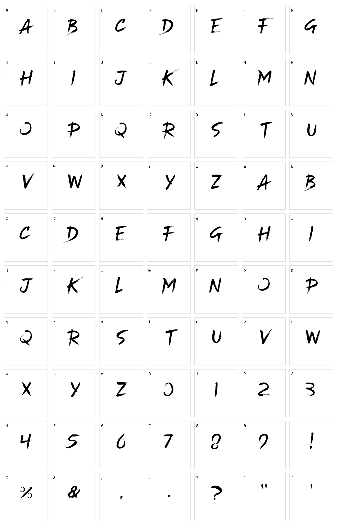Kickback Character Set